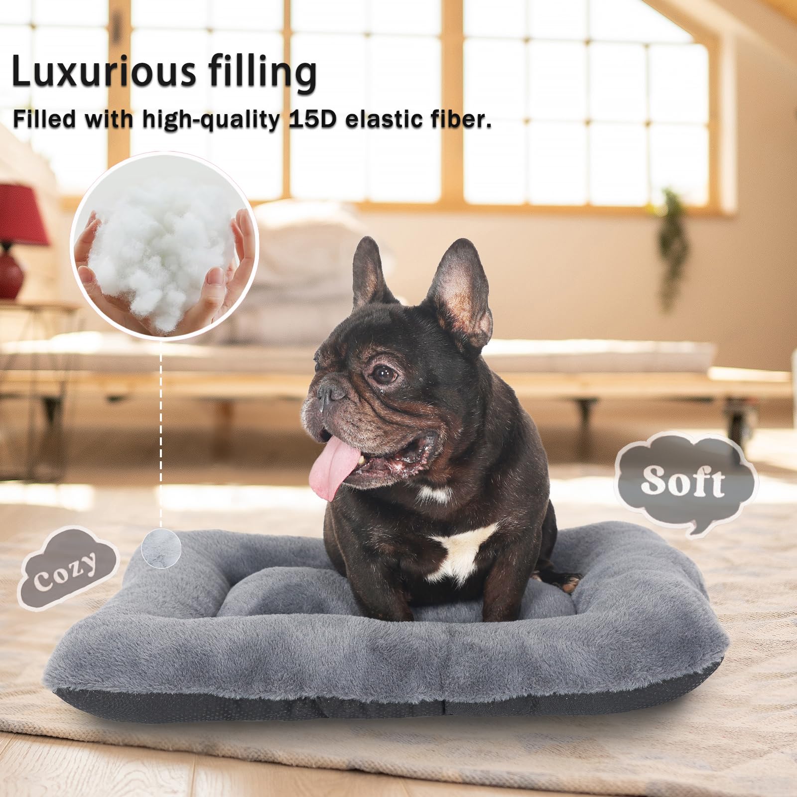 24 Inch Dog Crate Bed Washable Extra Soft For Crates Or Cages,Comfy Fluffy Dog Beds Kennel Pad For Small Dogs And Cat Cozy Sleep