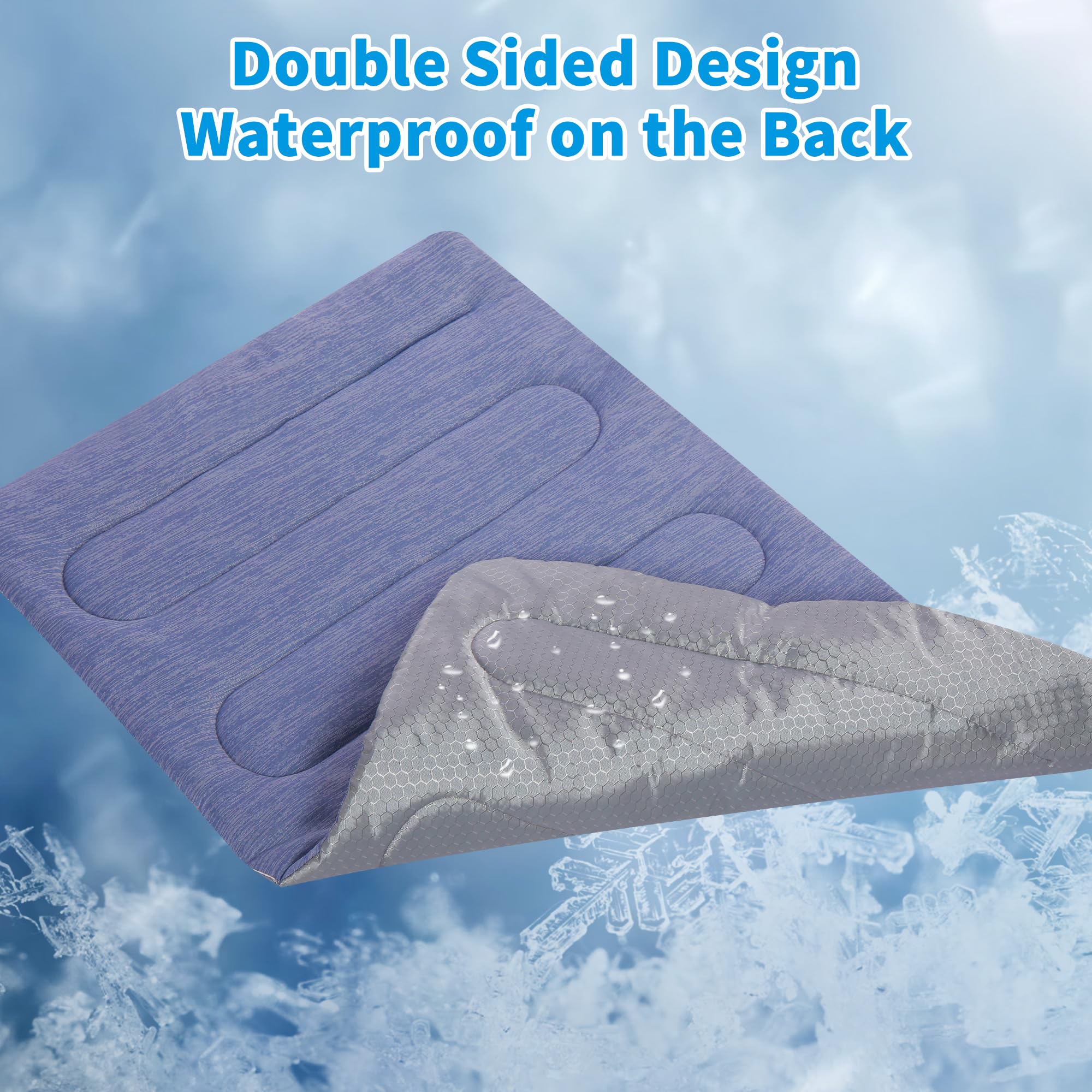 PAIGTEK Dog Cooling Mat - Double-Sided Waterproof, XL (44''x32''), Blue, Feather Silk Cotton, Portable for Summer