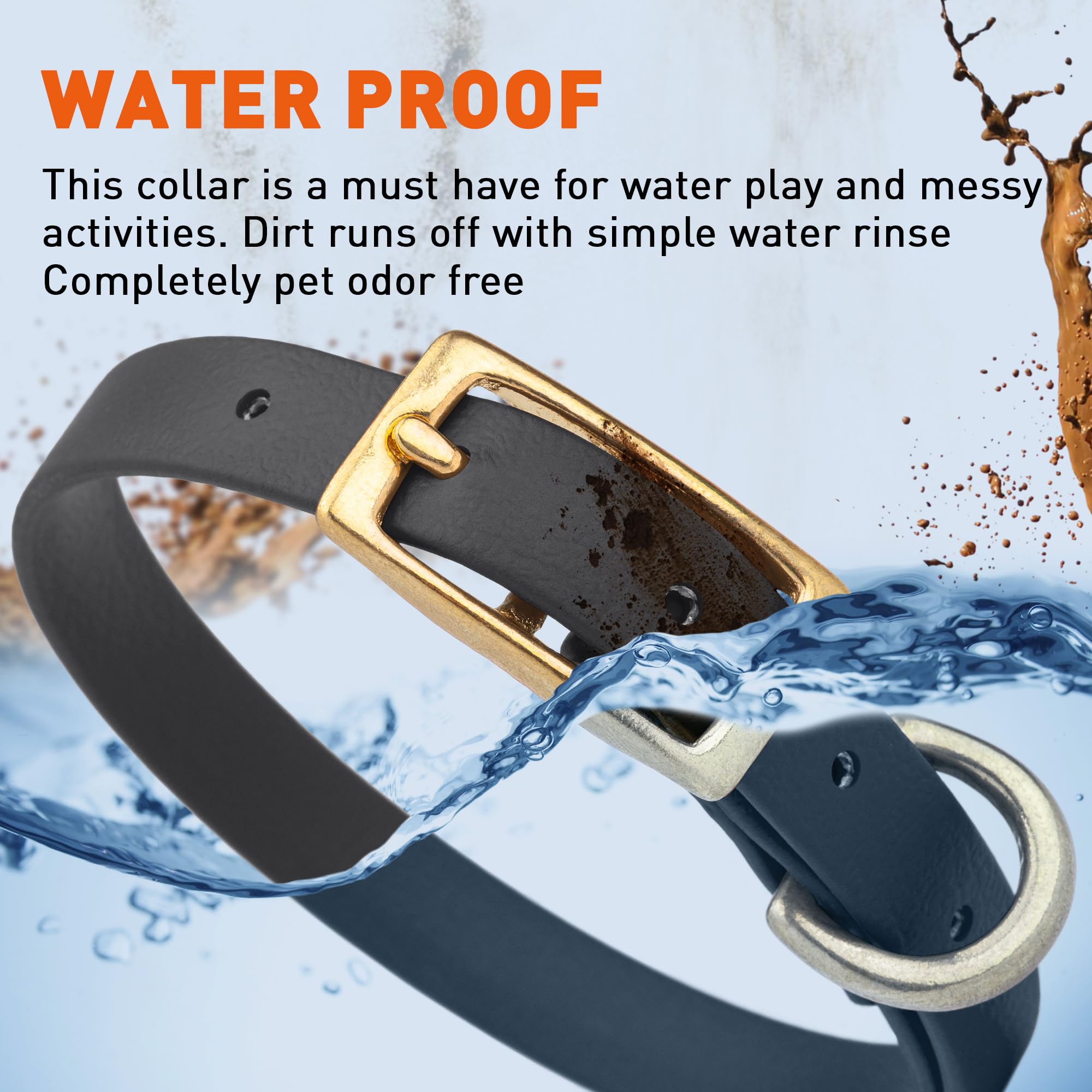 Viper Biothane Heavy Duty Waterproof Dog Collar Strong Coated Nylon Webbing W/Solid Brass Hardware Odor-Proof Easy To Clean High