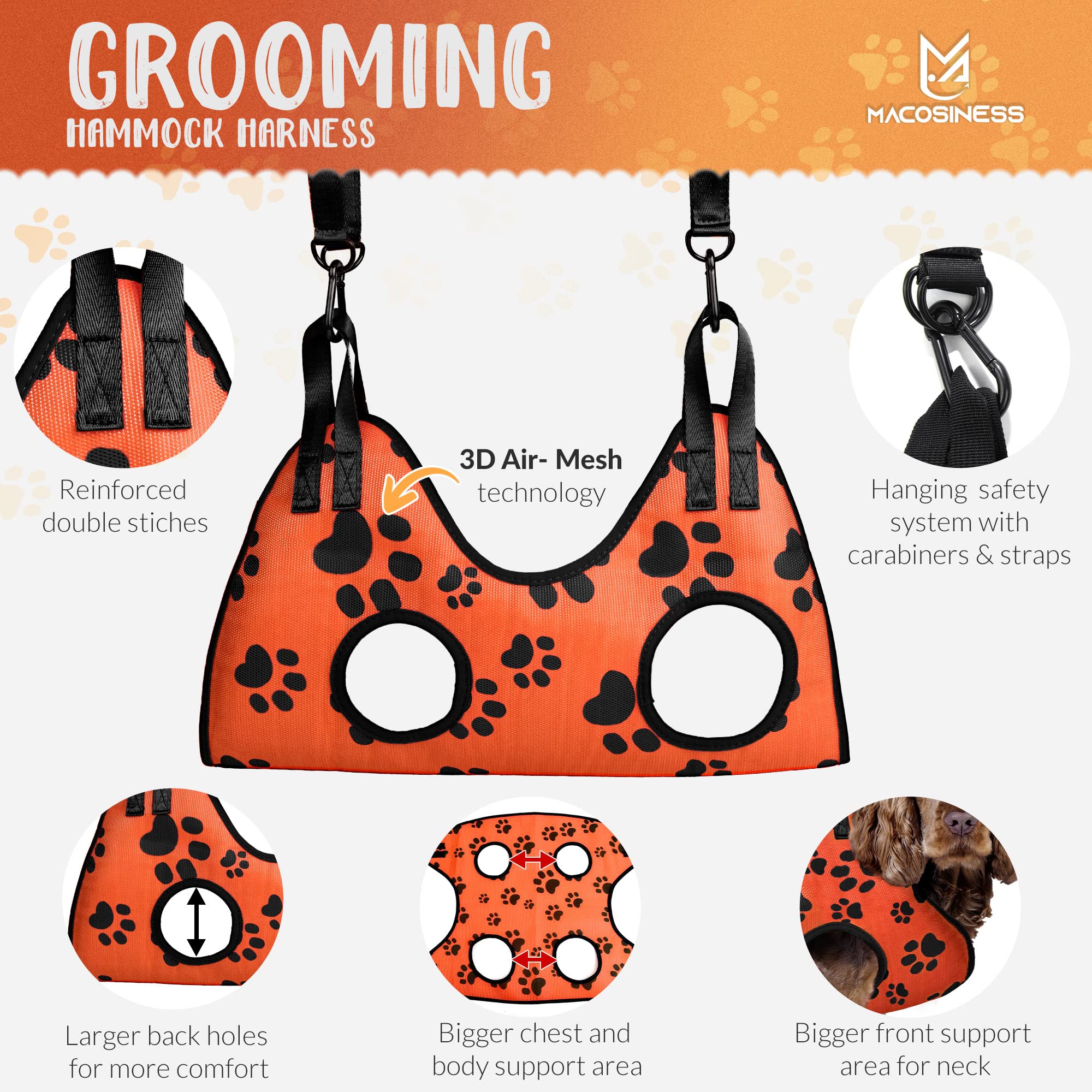 Pet Grooming Hammock For Nail Trimming - Complete Groomers Helper Set For Pet - Dog Grooming Hammock With Hook - Cat Nail Clippe