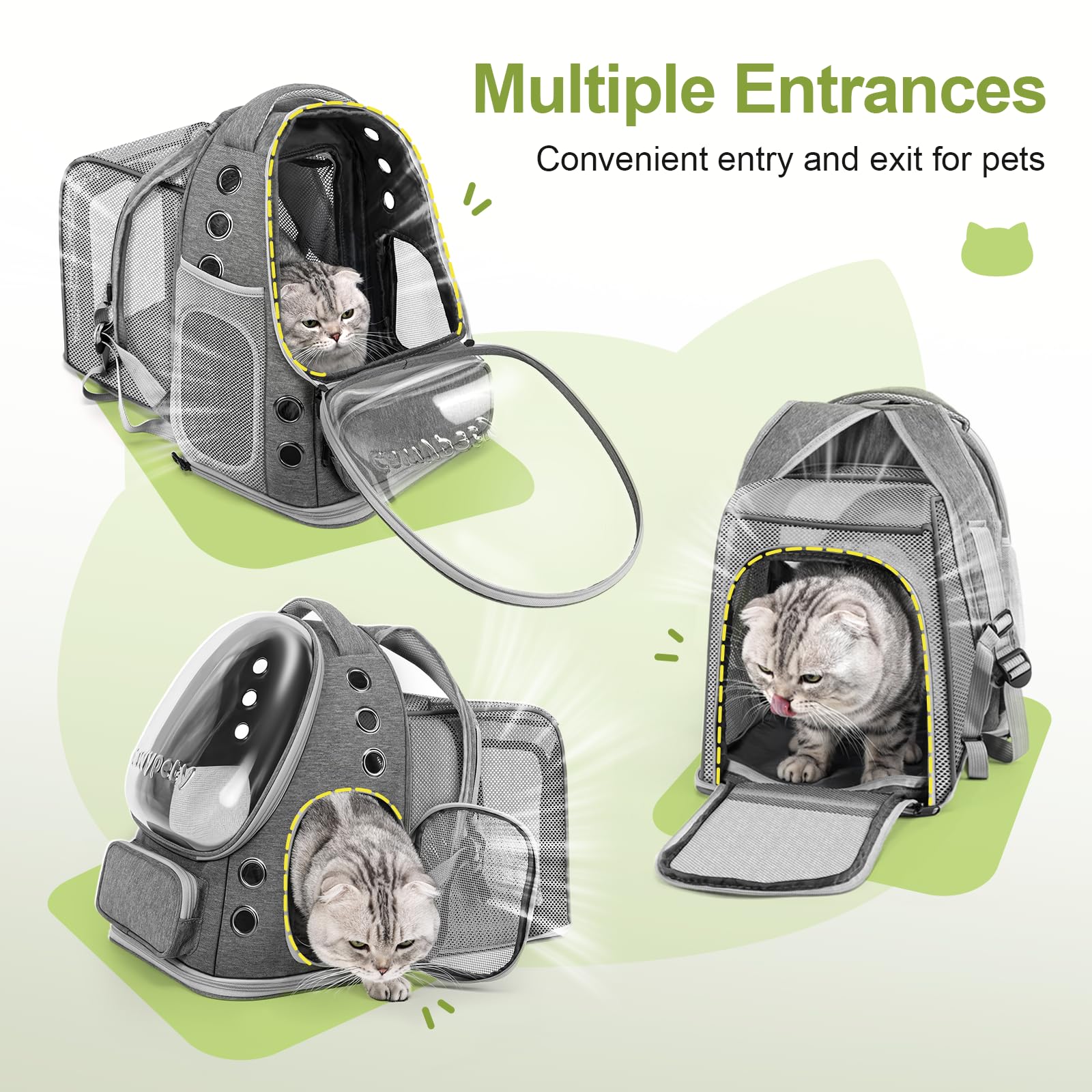 Cawypety Expandable Cat Backpack,Cat Bubble Backpack Carrier For Carrying Cats, Pets And Small Dogs,Airline-Approved,Designed Fo