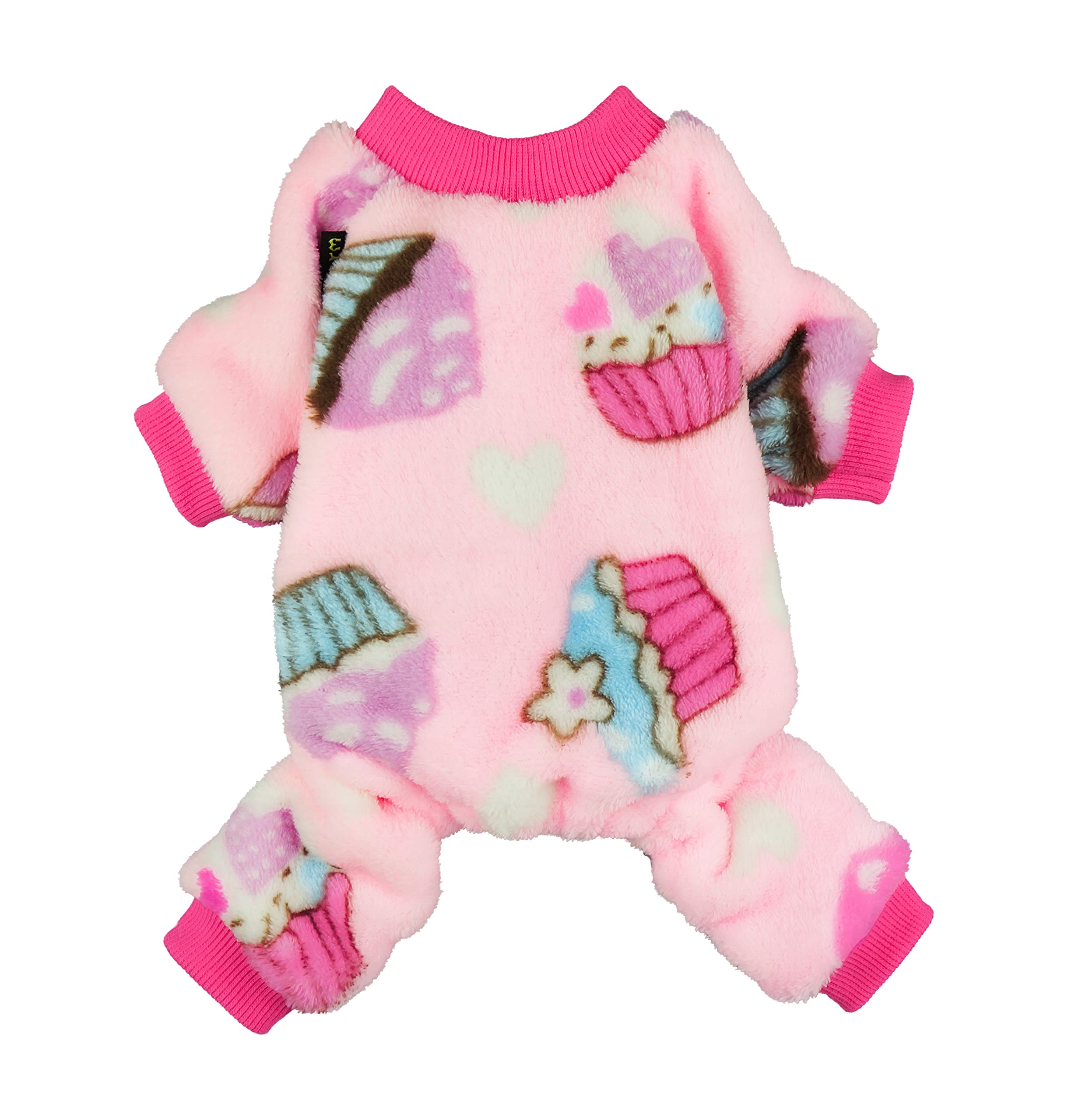Fitwarm Sweet Cupcake Pet Clothes For Dog Pajamas Pjs Coat Soft Velvet Pink Xl