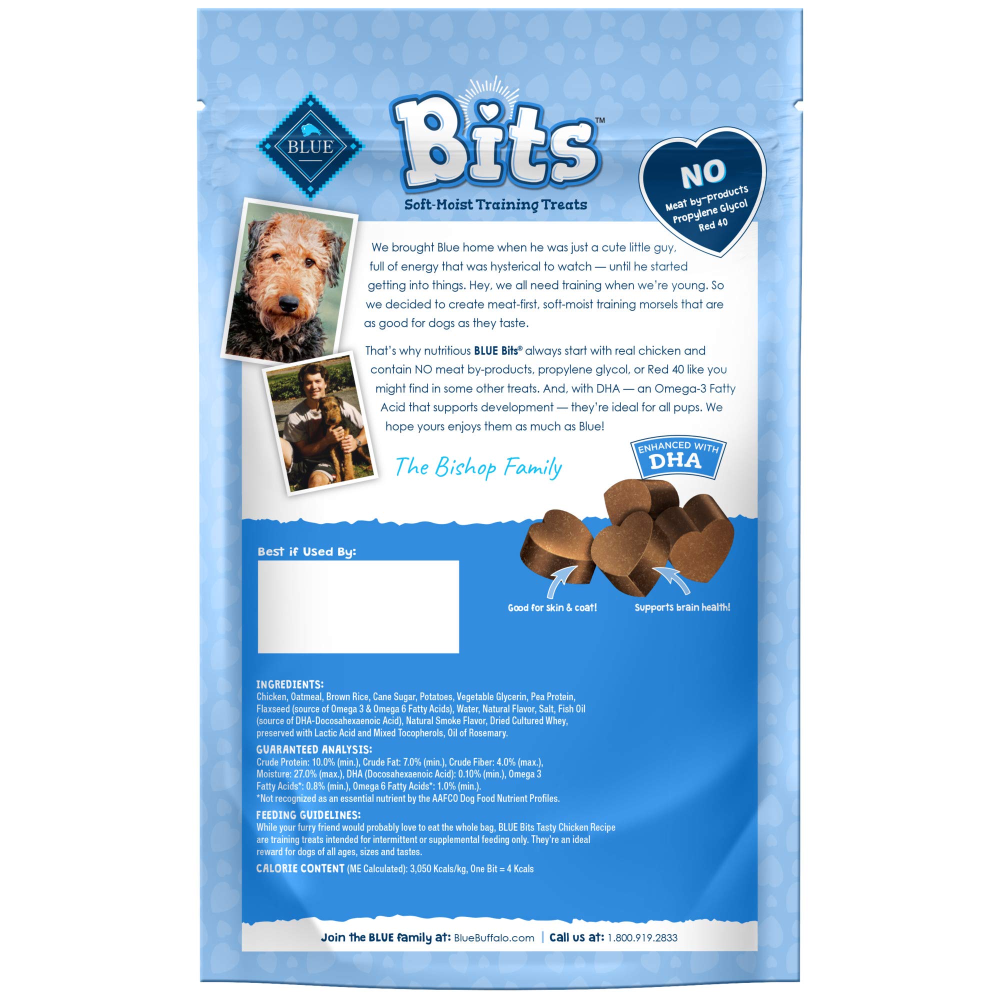 Blue Buffalo Bits Soft Dog Treats for Training, Made With Natural Ingredients & Enhanced with DHA, Chicken Recipe, 4-oz Bag