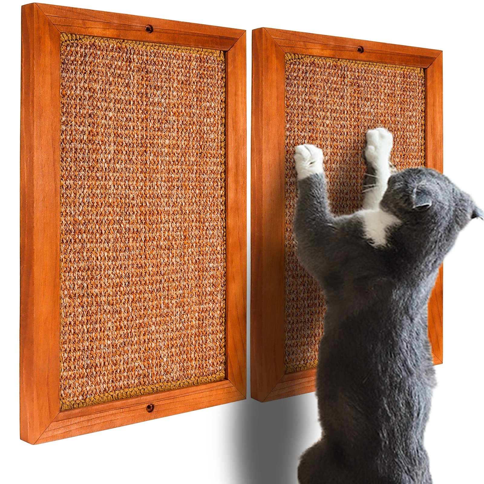 Lsaifater Cat Scratching Post Hatrick - Large, Wooden Sisal Cat Vertical Scratch Pad With Floor Or Wall Mount, Perfect For Indoo