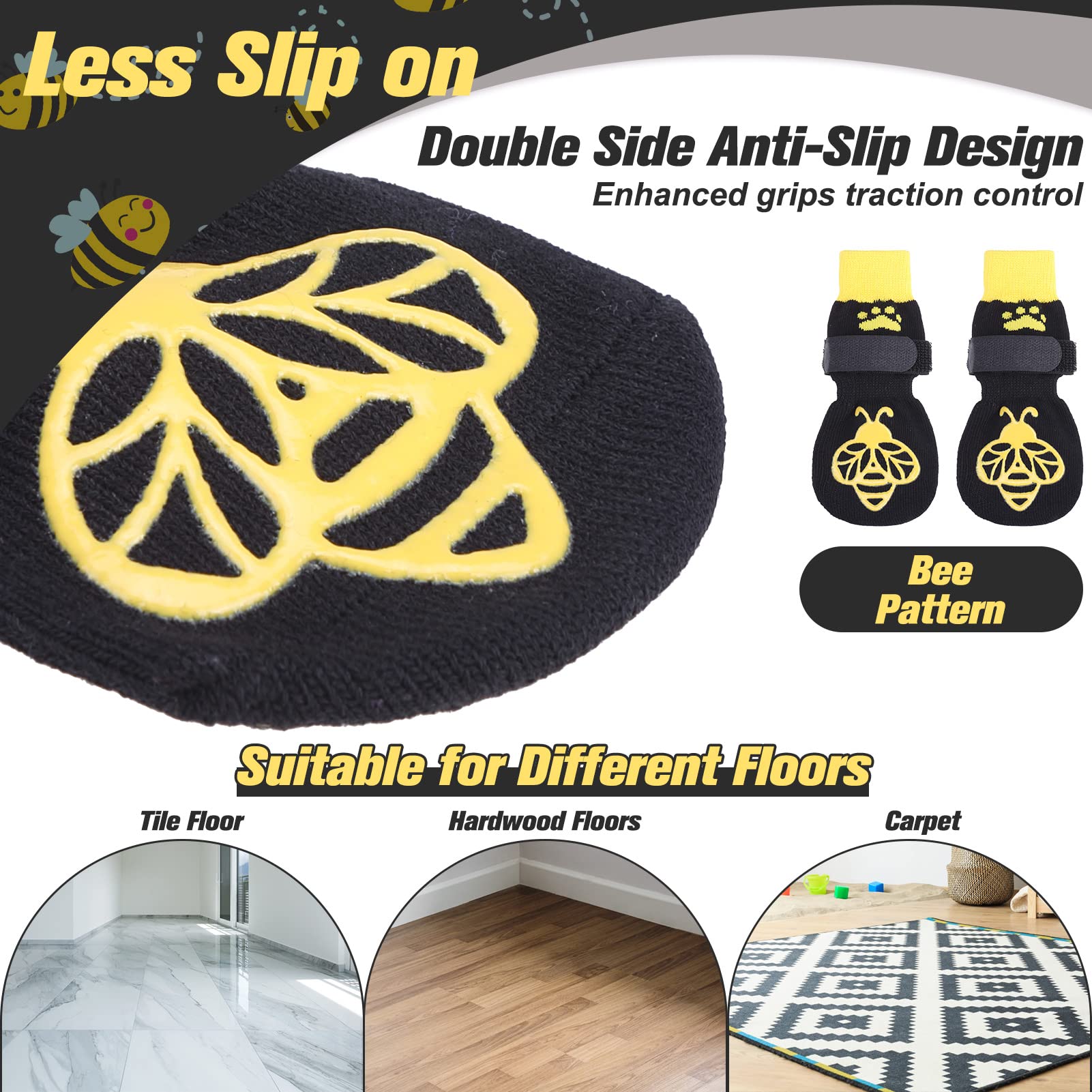 Expawlorer Double Side Anti-Slip Dog Socks?? Pairs Dog Grip Socks With Straps Traction Control, Pet Paw Protection For Small Medium Large Dogs Indoor Wear On Hardwood Floor