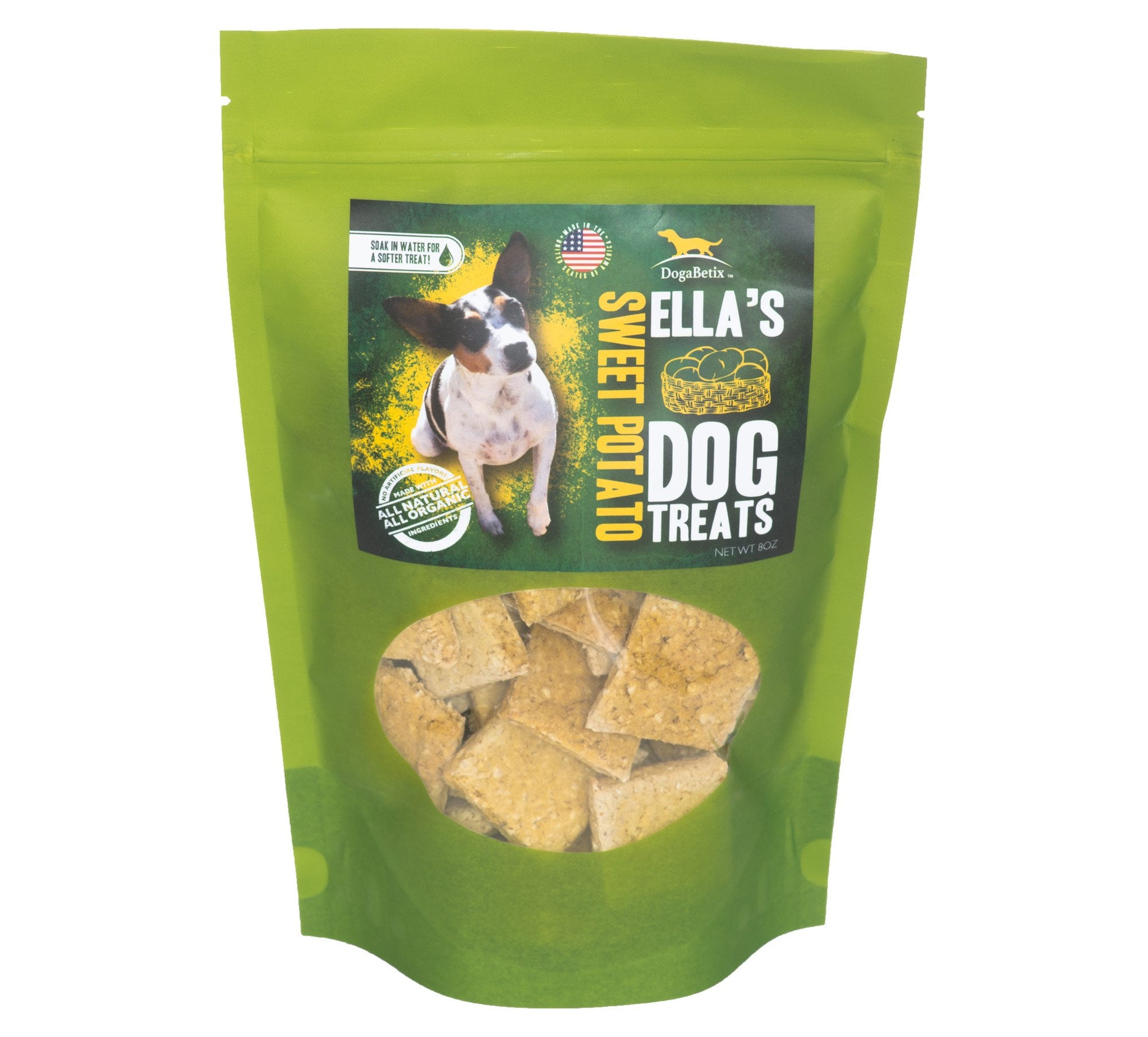 DogaBetix Ellas Diabetic Dog Treats Sweet Potato (8oz) - Low Glycemic Ingredients - Vet Approved - Made in USA by Owners of Dia