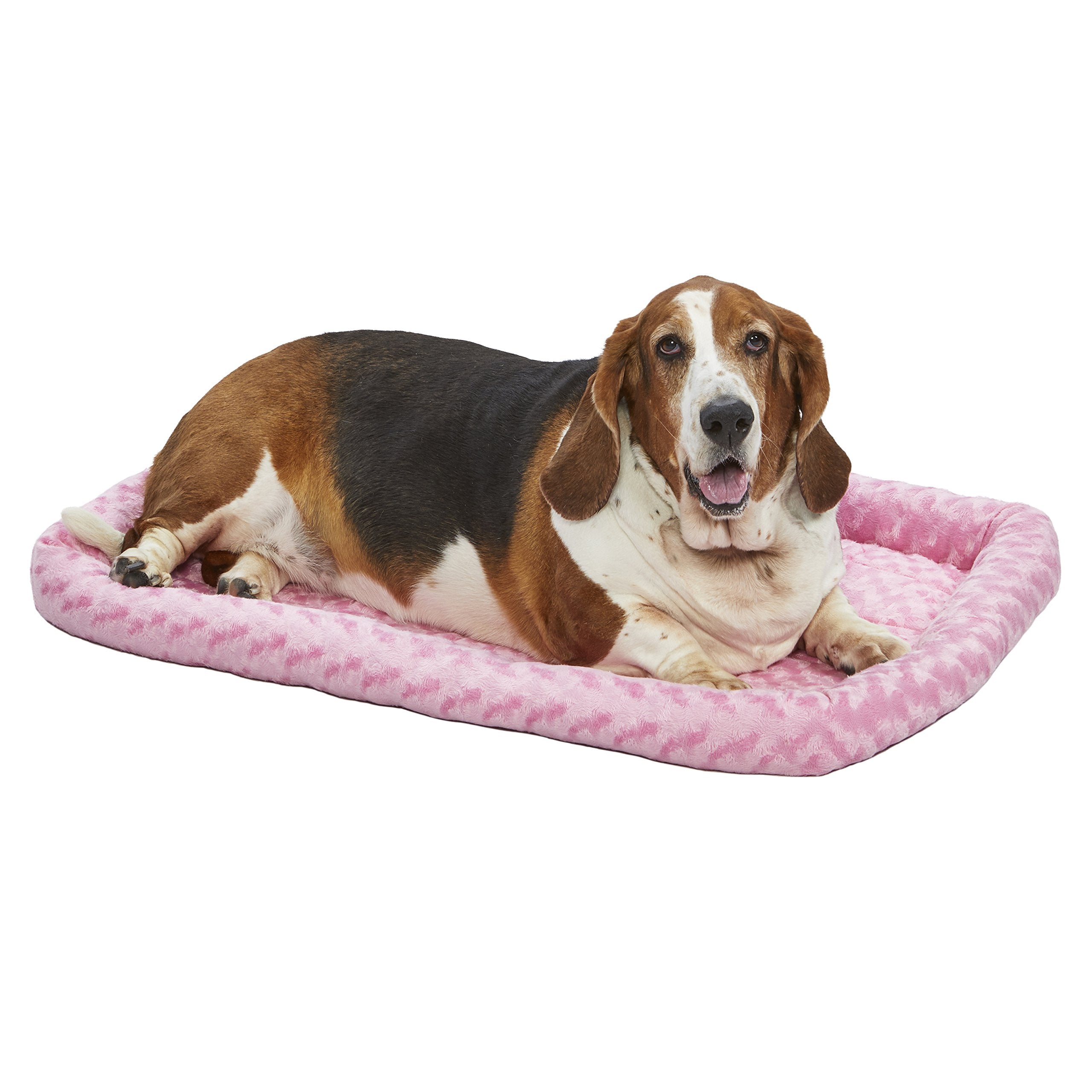 Midwest Homes For Pets Bolster Pet Bed For Dogs & Cats 36L-Inch Pink W/ Comfortable Bolster | Ideal For Medium / Large Dog Breeds & Fits A 36-Inch Dog Crate | Machine Wash & Dry | 1-Year Warranty