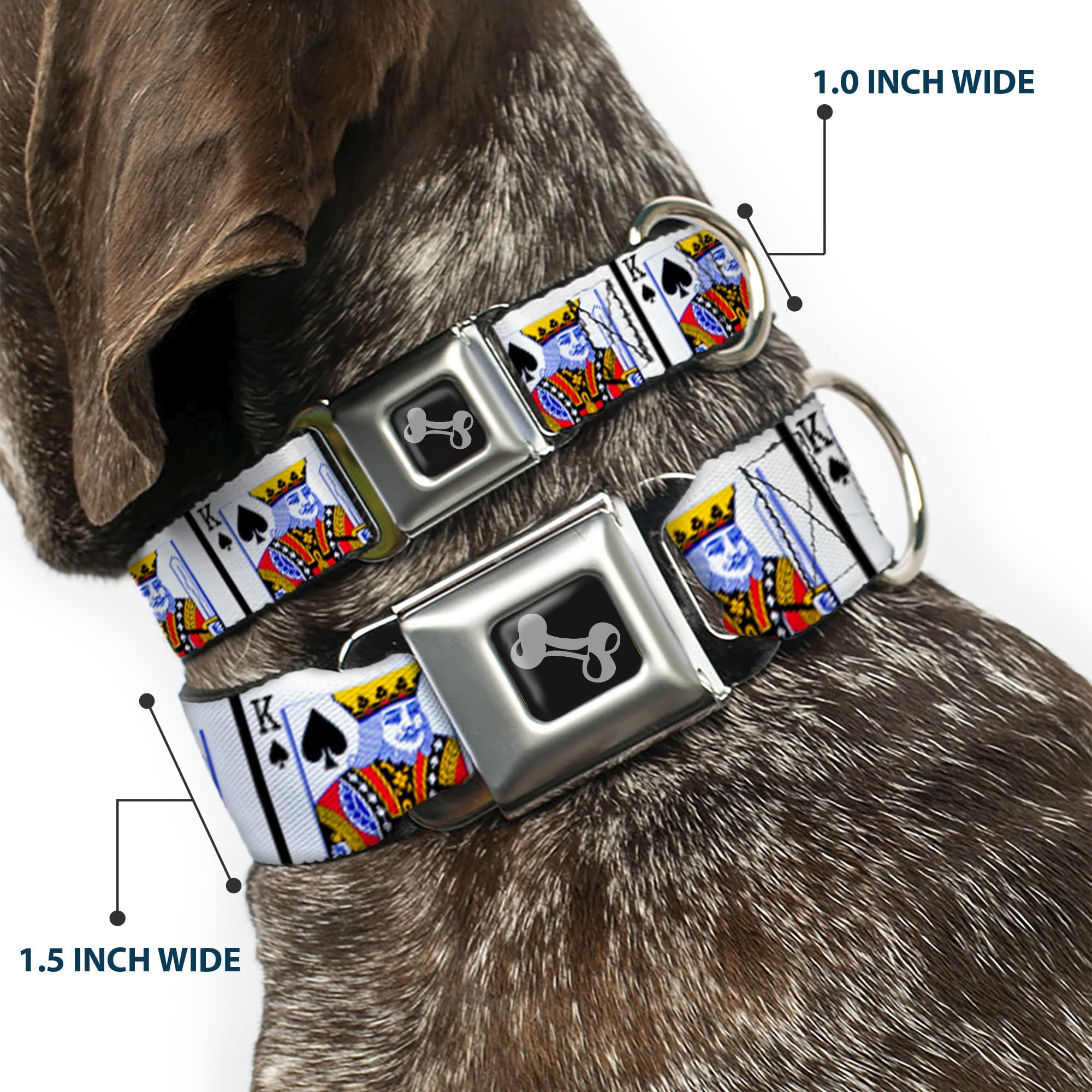 Buckle-Down Seatbelt Buckle Dog Collar - King Of Spades - 1.5' Wide - Fits 18-32' Neck - Large