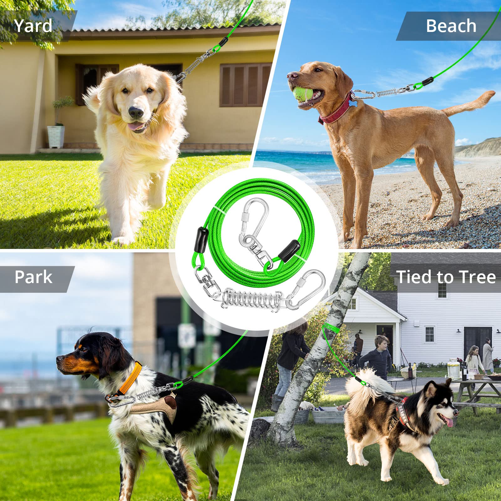 Jenico Dog Tie Out Cable - 30 Ft Dog Runner Cable With Swivel Hook, Dog Leash Run Tether For Yard Outdoor And Camping, Rust- Proof Training Line For Small To Medium Pets Up To 500 Lbs