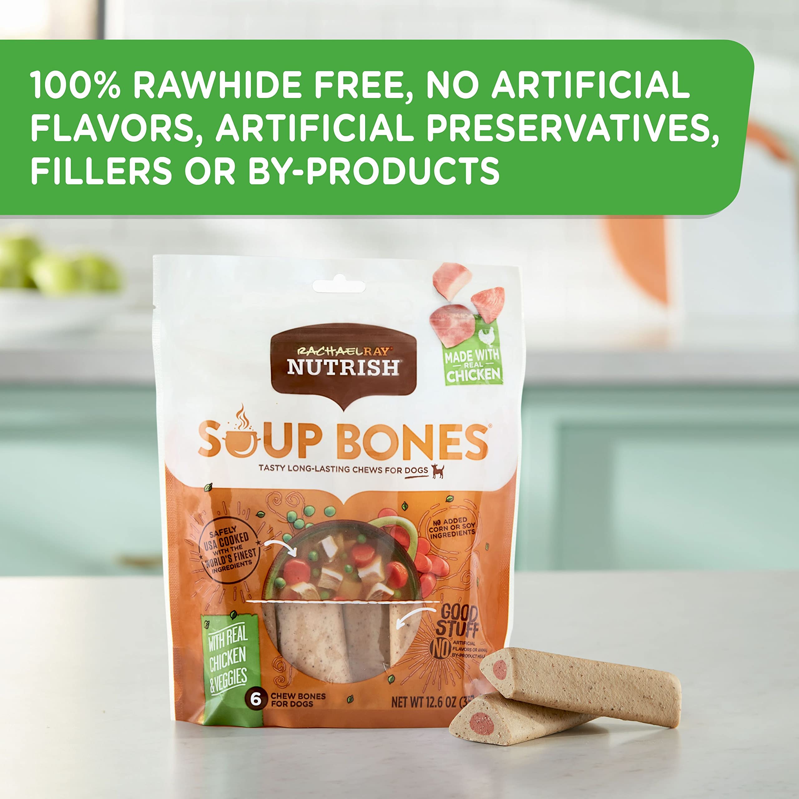 Rachael Ray Nutrish Soup Bones Dog Treats, Chicken & Veggies Flavor, 11 Count (Pack of 1)
