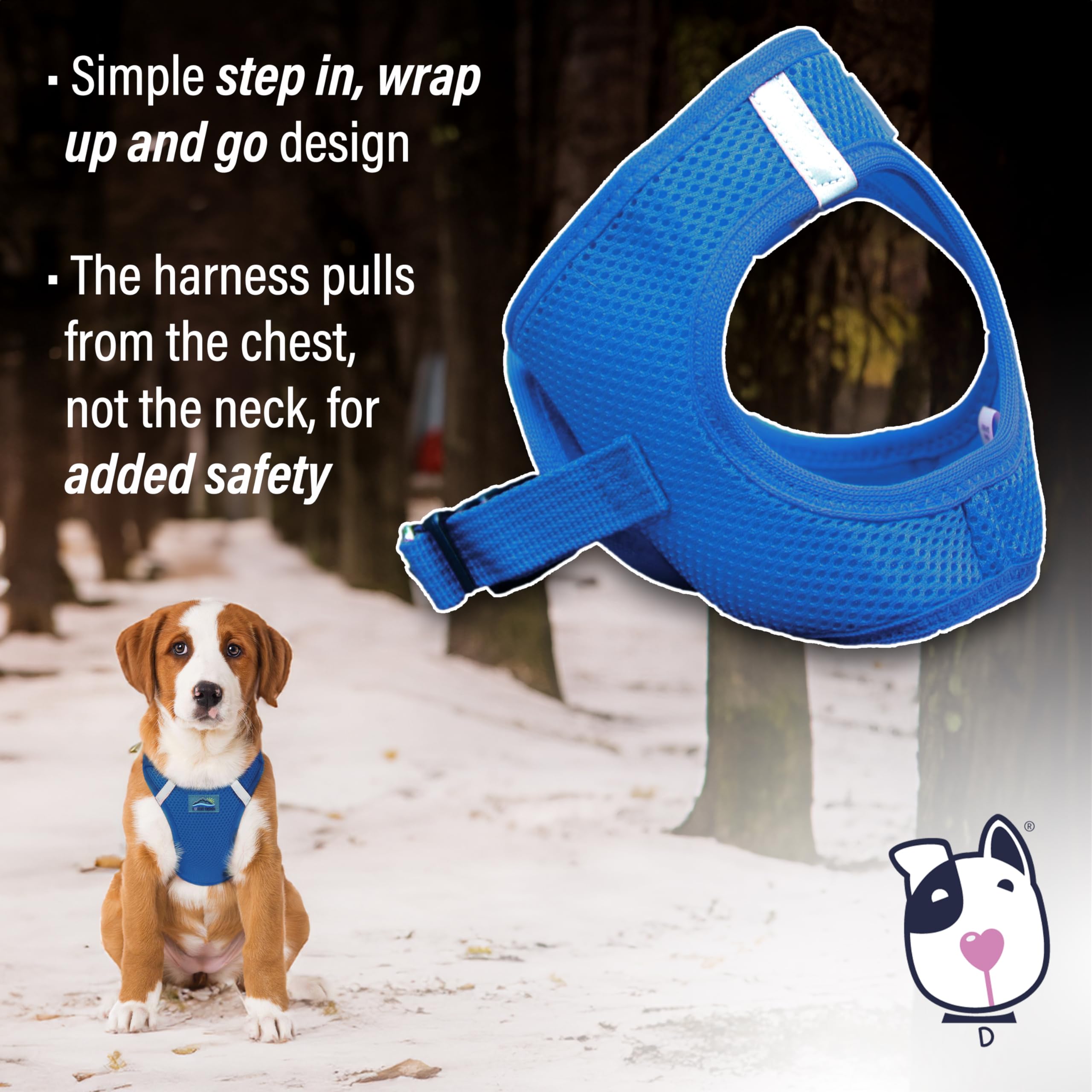 Doggie Design Dog Harness - No Choke Dog Harness, Dog Vest, Mesh Polyester, Pet Harness, Simple Step In And Go Design, Harness For Dog - Cobalt Blue, L