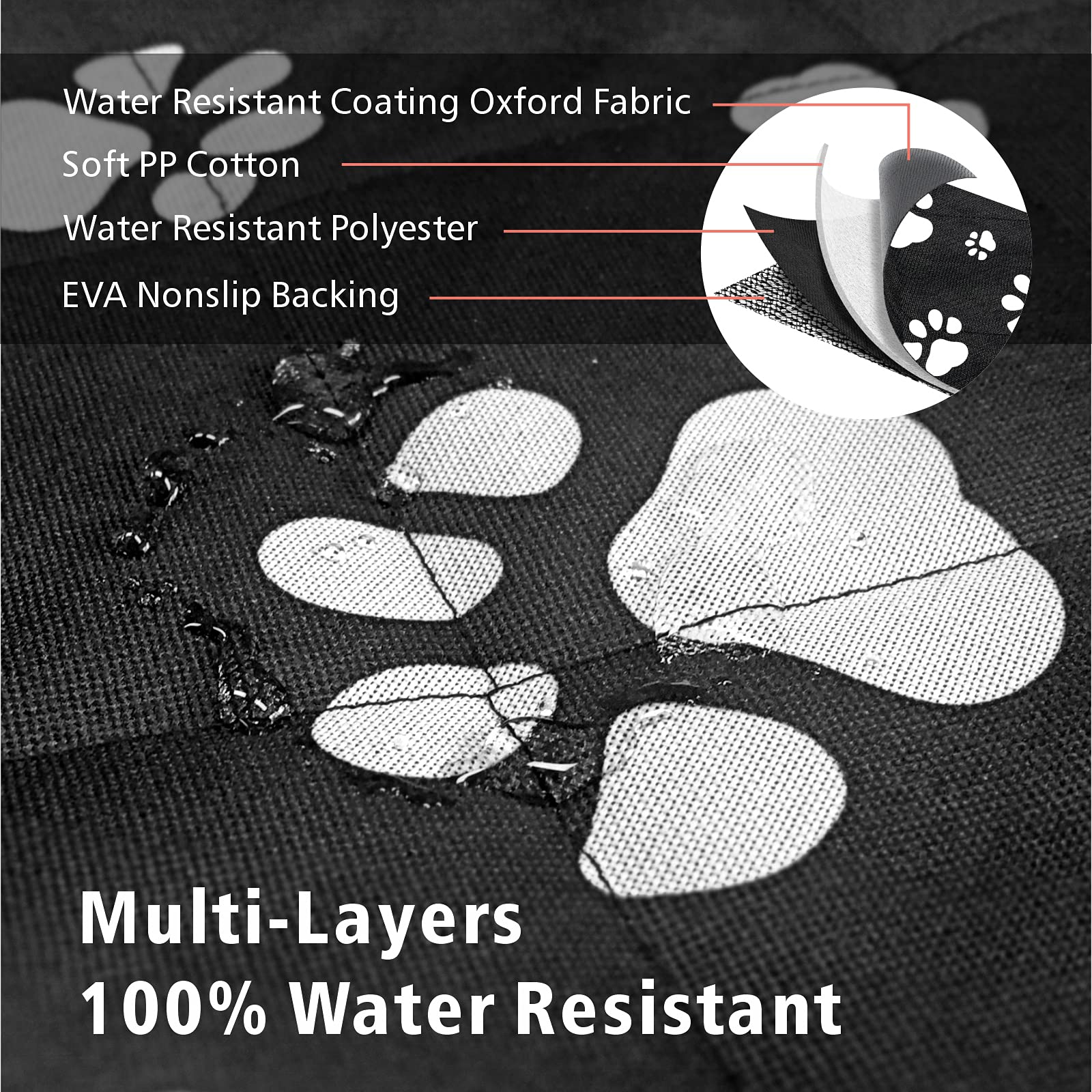 F-Color Suv Cargo Liner For Dogs, Water Resistant Pet Cargo Cover Dog Seat Cover Mat For Suvs Sedans Vans With Bumper Flap Protector, Non-Slip, Large Size Universal Fit, Paw Print