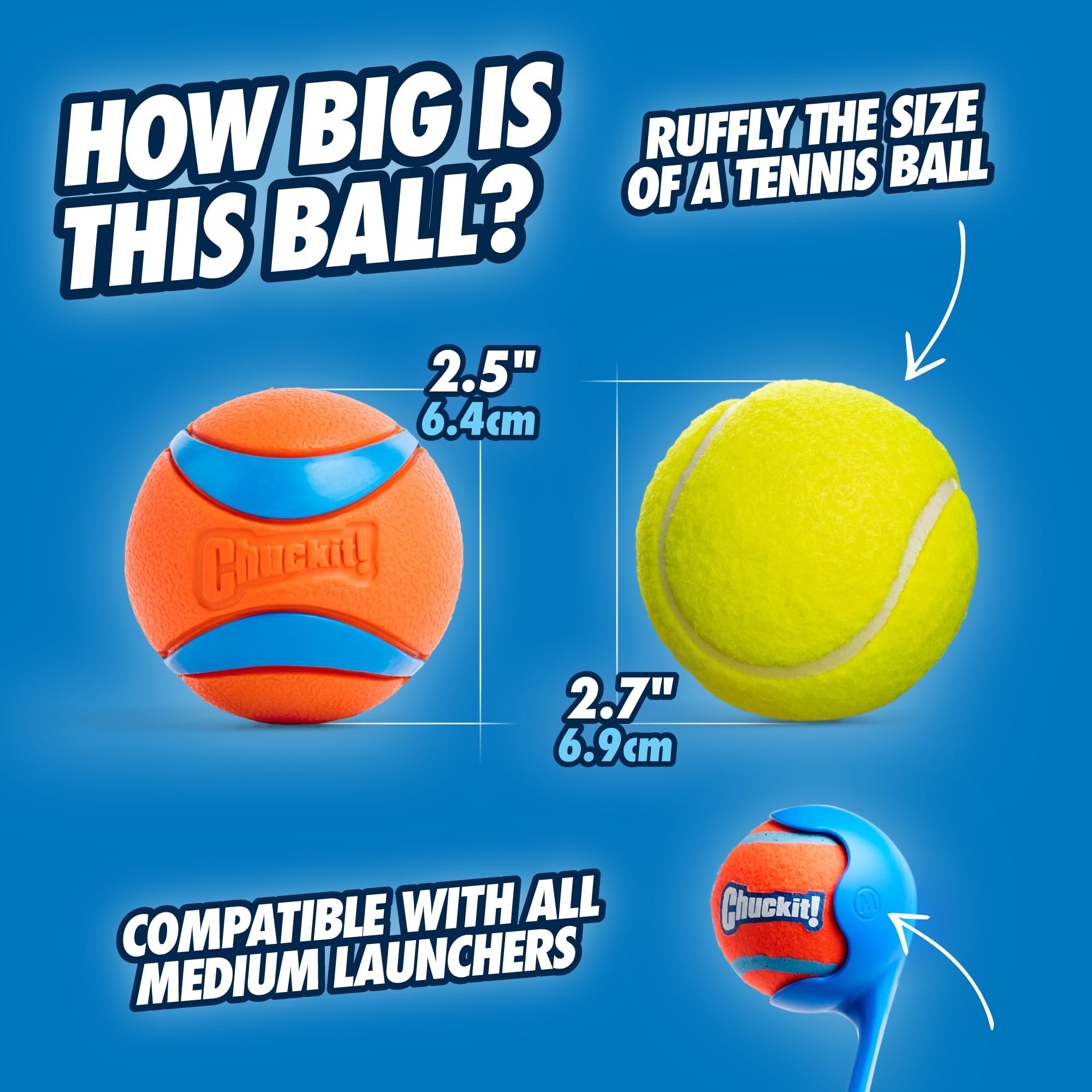 Chuckit! Ultra Ball Dog Toy, Medium (2.5 Inch Diameter) Pack Of 1, For Breeds 20-60 Lbs