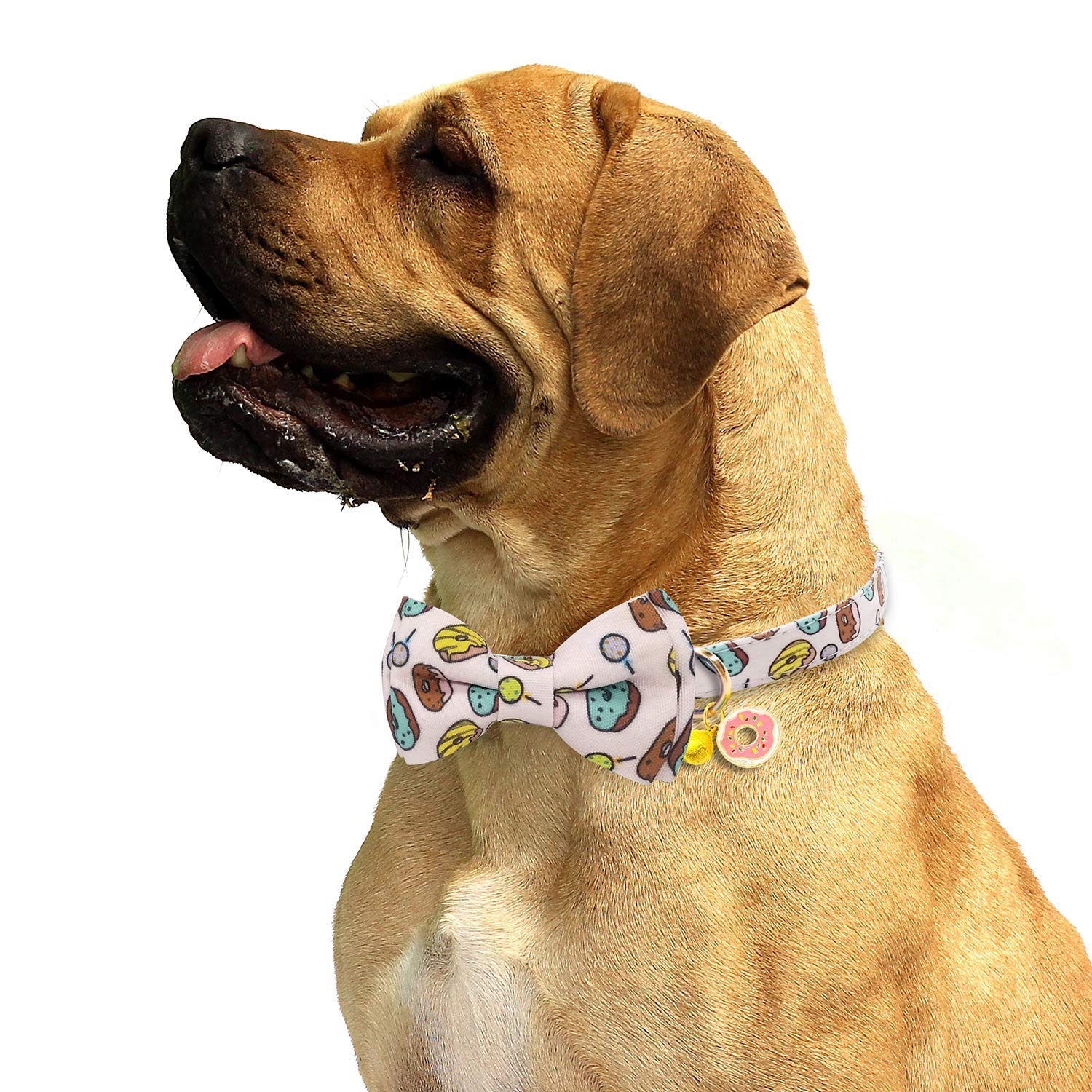 Kudes 2 Pack Print Dog Collars With Bow Tie, Adjustable Dog Collar With Bells And Charm Safety Buckle Cute Pet Collars For Small/Medium/Large Dogs And Cats Boys Girls