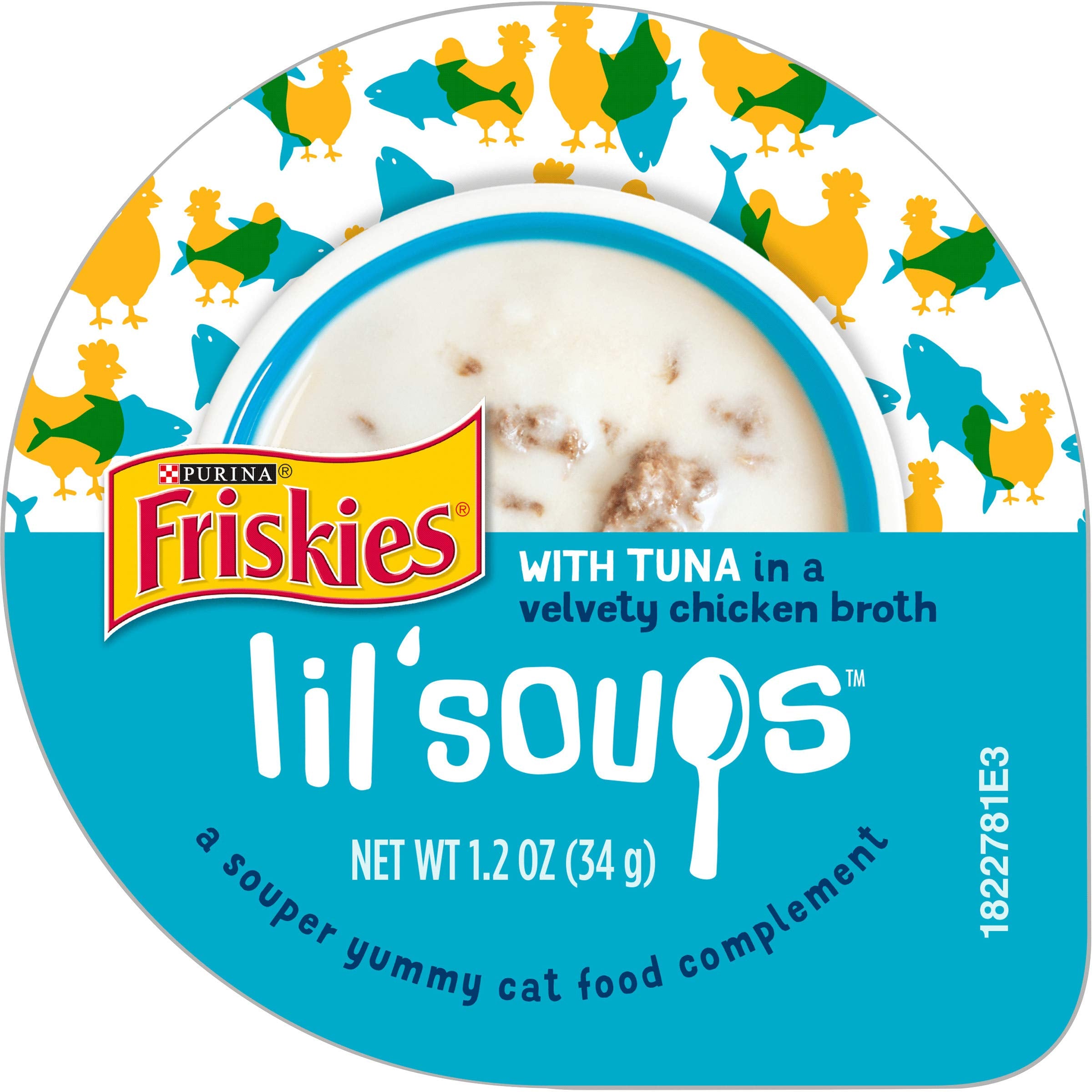 Purina Friskies Natural, Grain Free Lickable Cat Treats Lil Soups With Tuna in Chicken Broth - (Pack of 8) 1.2 oz. Cups