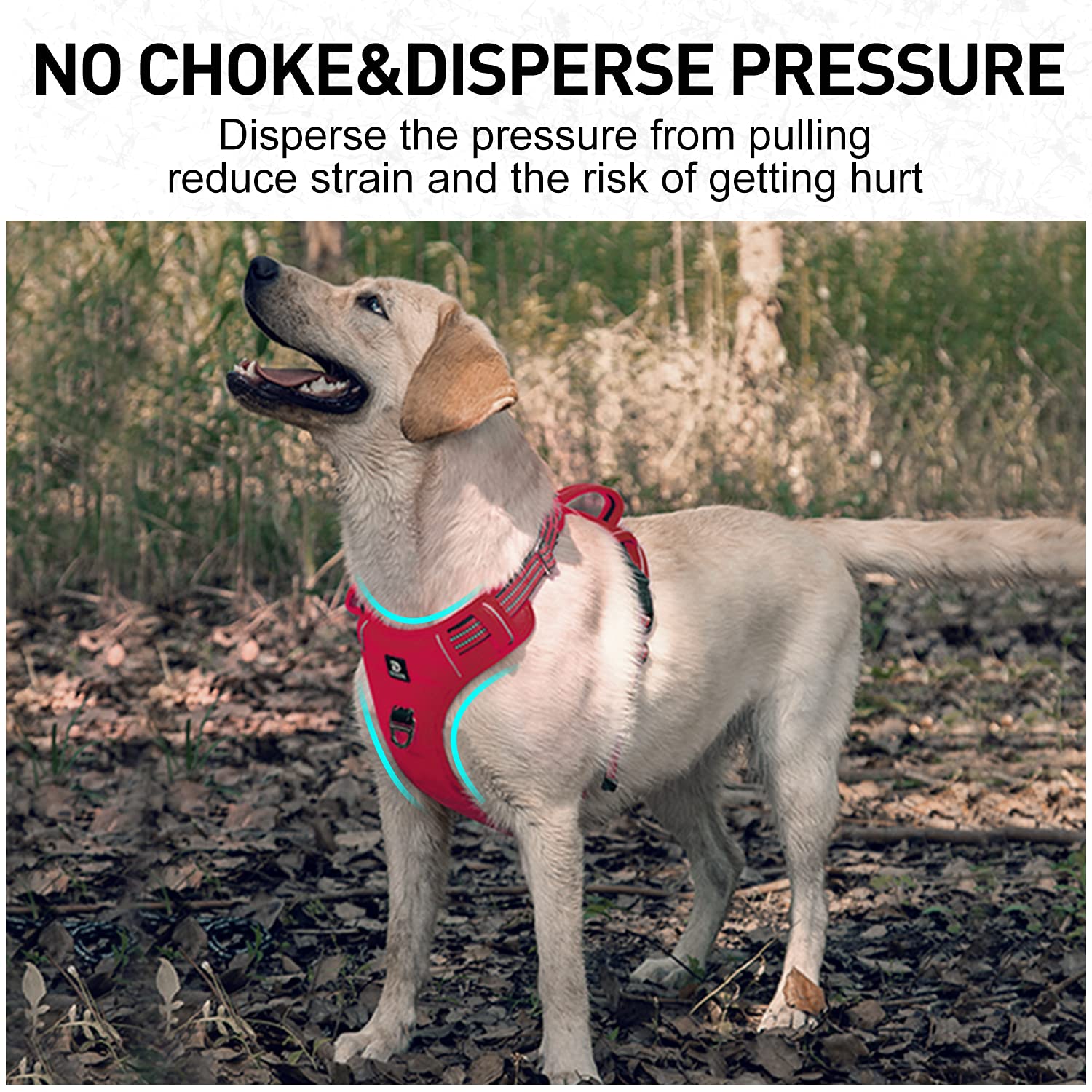 Dog Harness For Large Dogs No Pull With Handle 2 Metal Leash Clips, Adjustable Reflective Puppy Harness, Breathable Camo Oxford