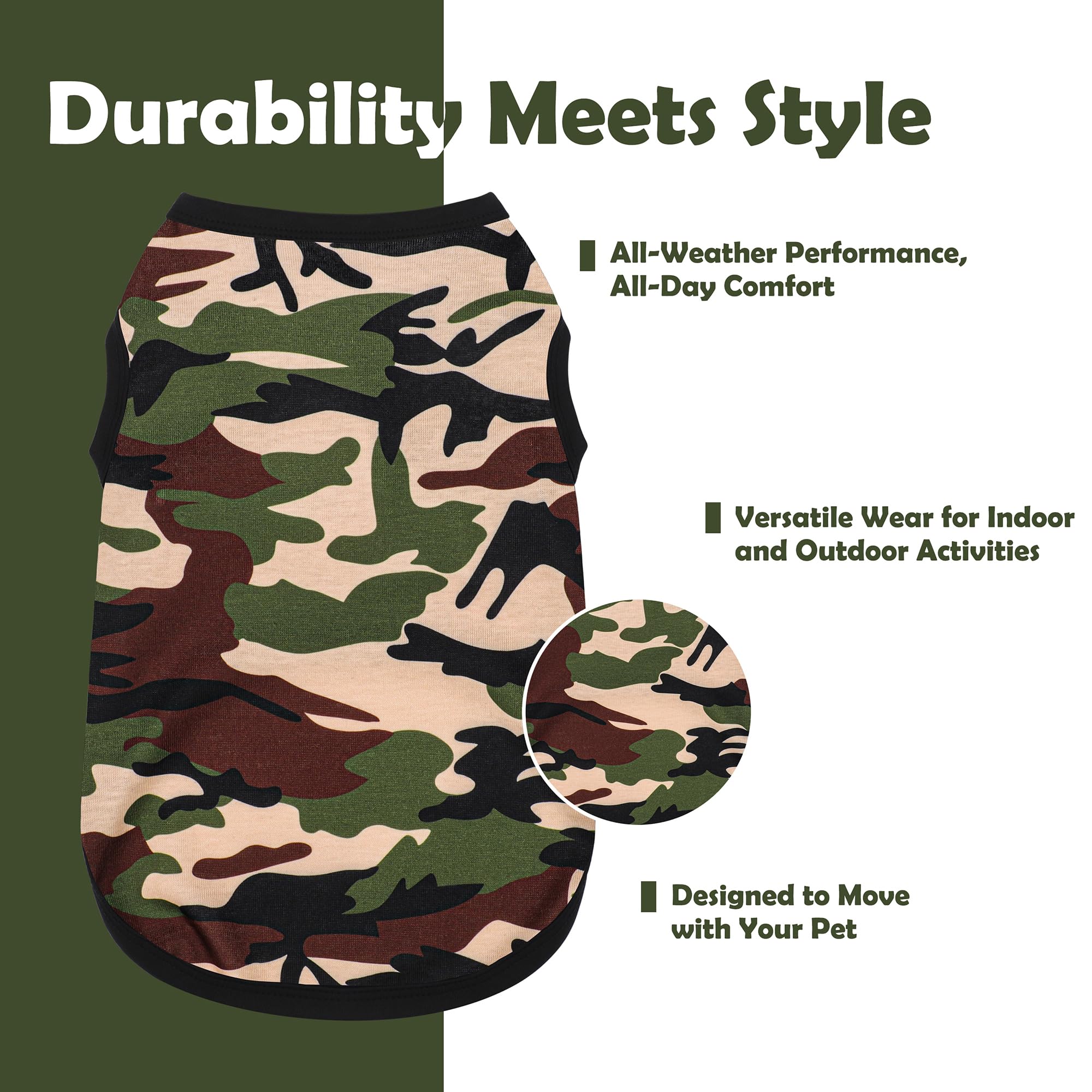 Paiaite: Stylish Sleeveless Camouflage Dog Vest for Small, Medium, and Large Breeds, Made of Polyester for Comfort, Breathabilit