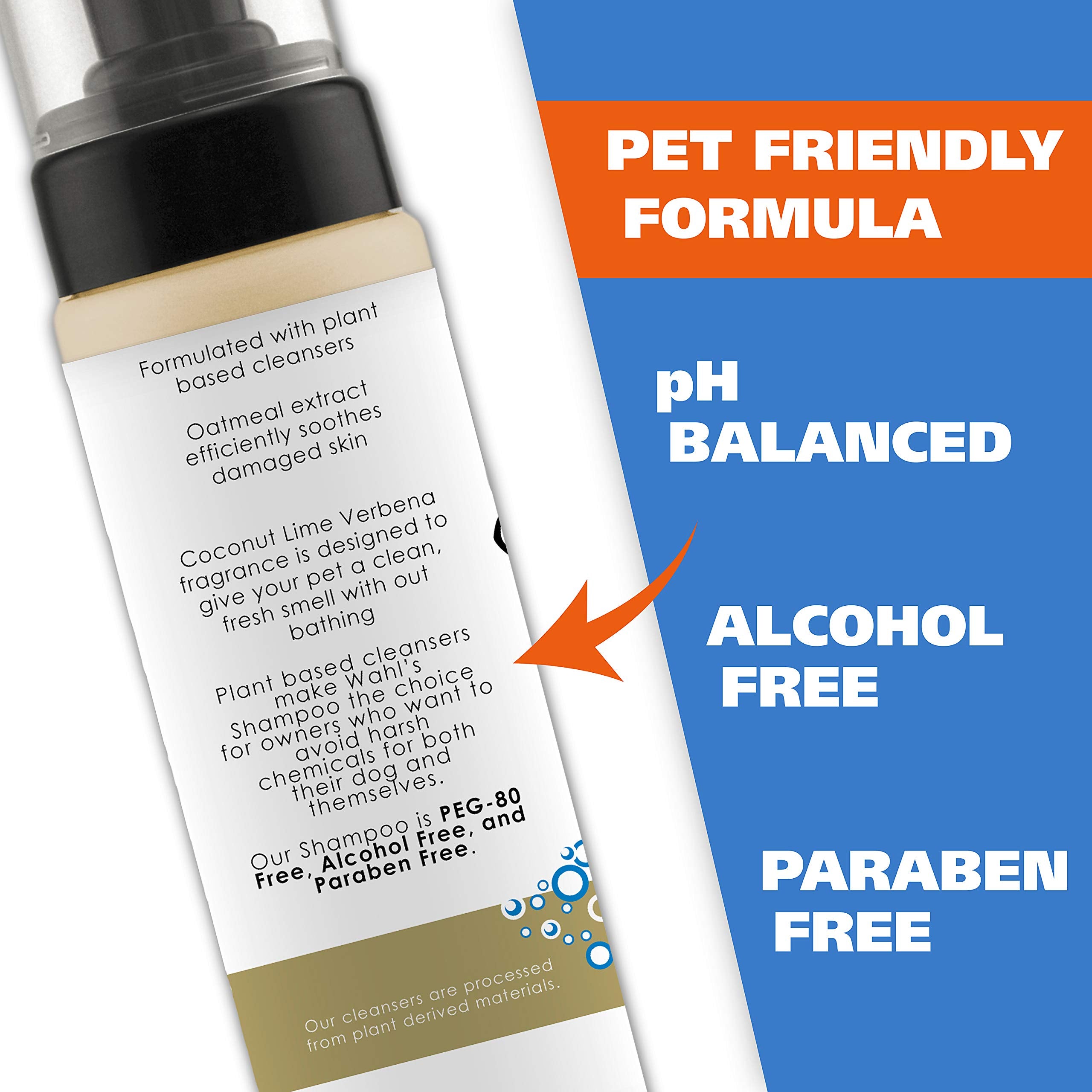 Wahl Waterless No Rinse Shampoo for Pets - Oatmeal & Coconut Lime Verbena, 7.1 Fl Oz - Cleans, Conditions & Detangles Dogs & Cats