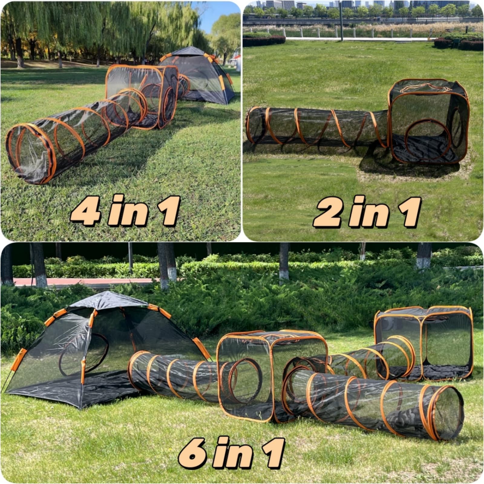 Catio Outdoor Cat Enclosures For Indoor Cats, 4-In-1 Outside Large Playground Include Portable Cat Tent And Tunnel, For Cats And