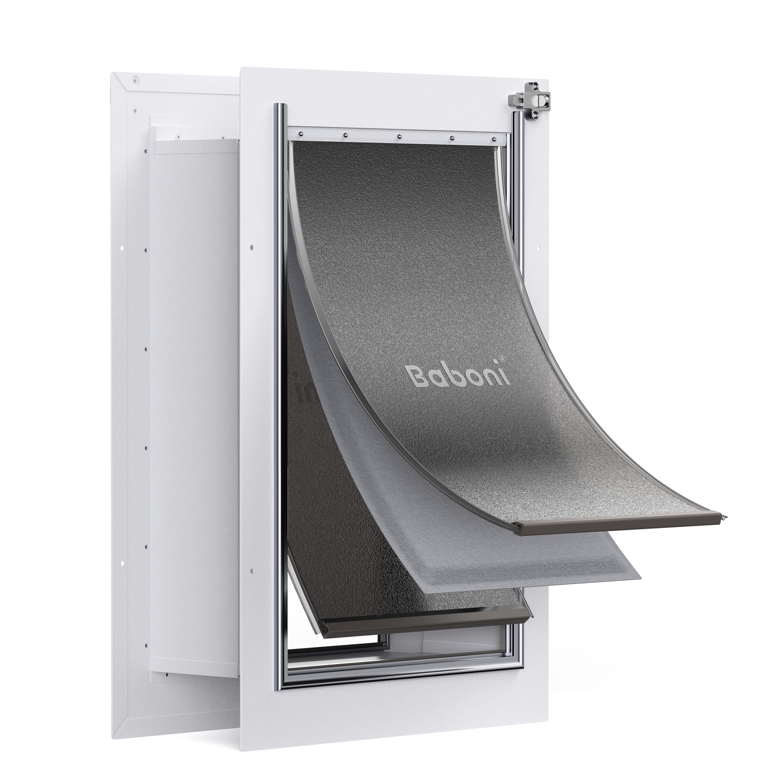 Baboni 3-Flap Pet Door For Wall, Steel Frame And Telescoping Tunnel, Aluminum Lock, Double Flap Dog Door And Cat Door, Strong An