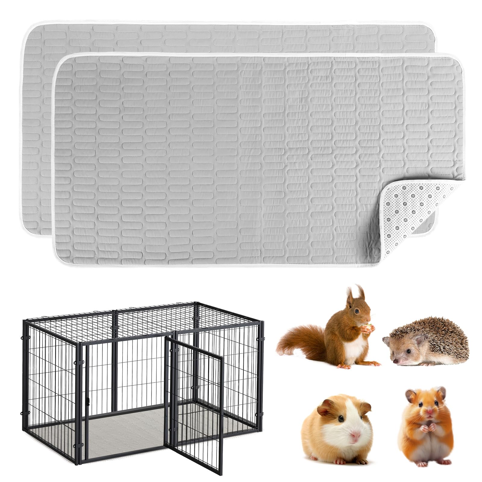 Upins 2-Piece Guinea Pig Pee Pads, 47 X24 Inches Guinea Pig Cage Liner Reusable Guinea Pig Mat For Small Animals Hamster Rabbit 