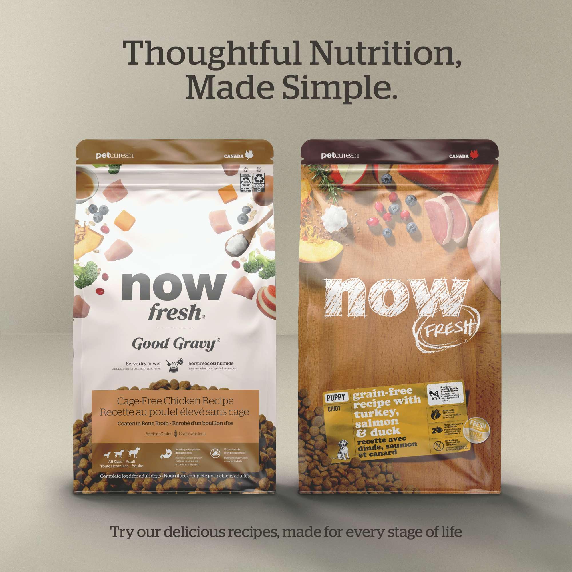 Now Fresh Grain-Free, Dry Dog Food, Real Meat and Fish, Turkey, Salmon and Duck Senior Recipe, All Breed Size, 22 lb Bag