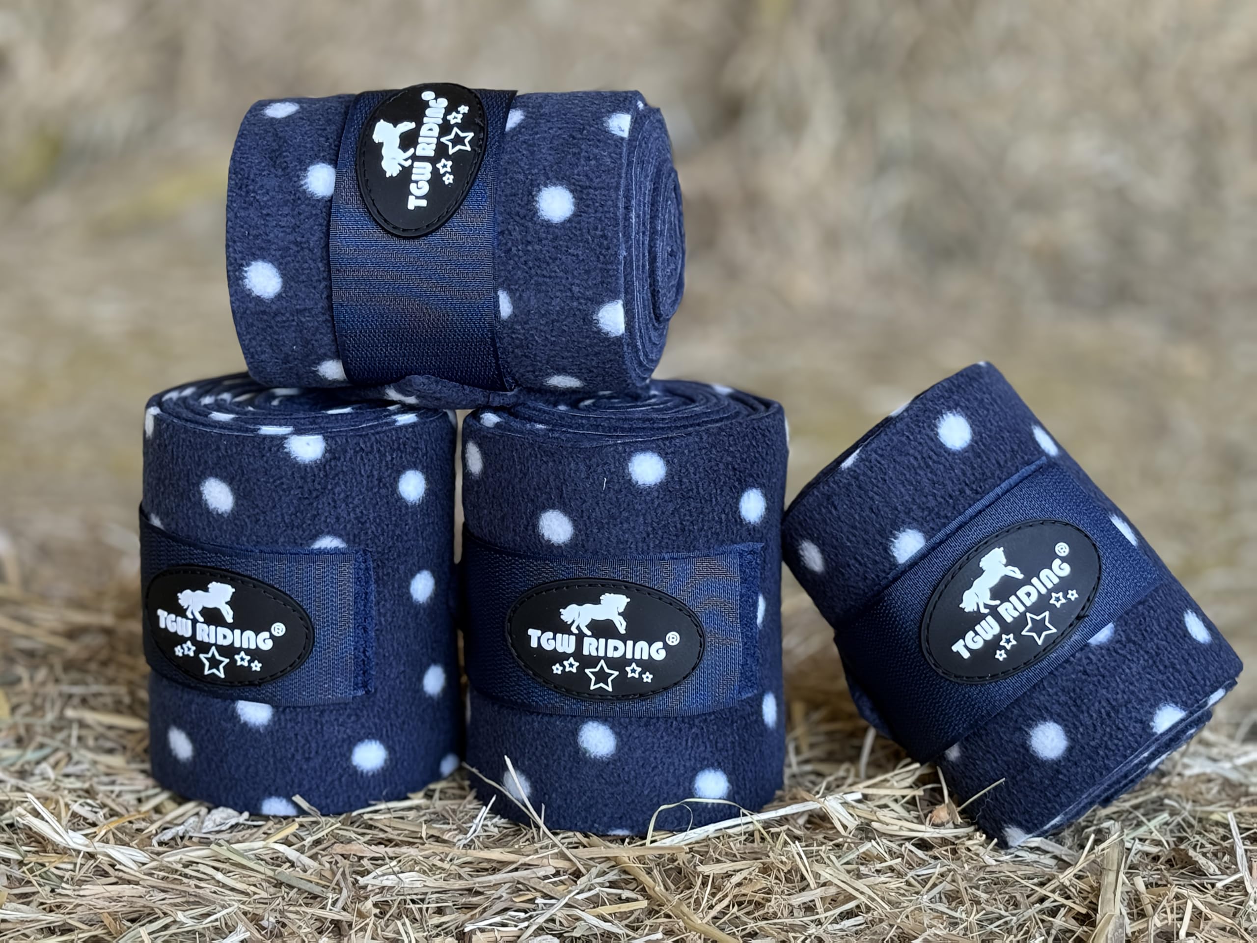 Tgw Riding Horse Polo Leg Wraps, Equine Fleece Polo Wraps (Set Of 4) - Horse Leg Bandages (Navy Blue)