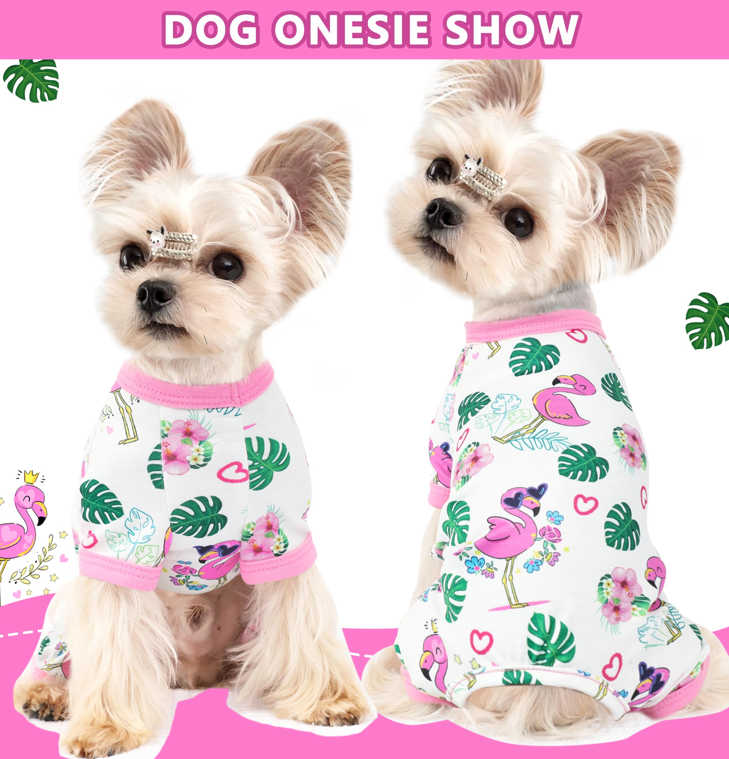 Summer Dog Pajamas Cute Dog Clothes For Chiahuahua Girl Puppy Pajamas Strenchy Doggie Onesie Pet Clothes With Four Legs Doggy Ou