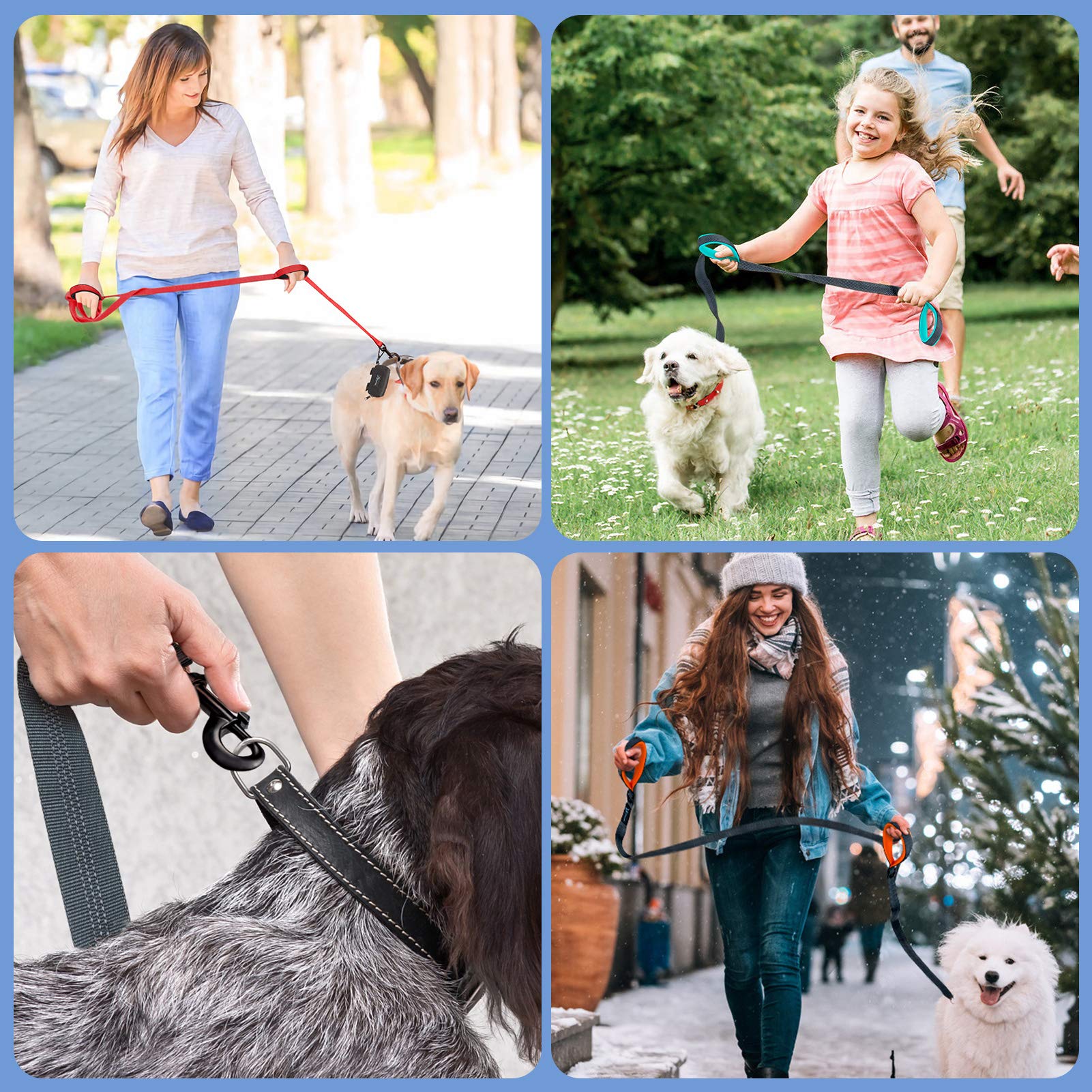 Puppydoggy Dog Leash For Large Medium Dogs 6 Ft Reflective Stitching Large Leash With 2 Traffic Padded Handles Dog Lead Rope Pet Leash For Running Walking Training (Pink 1 Pack)