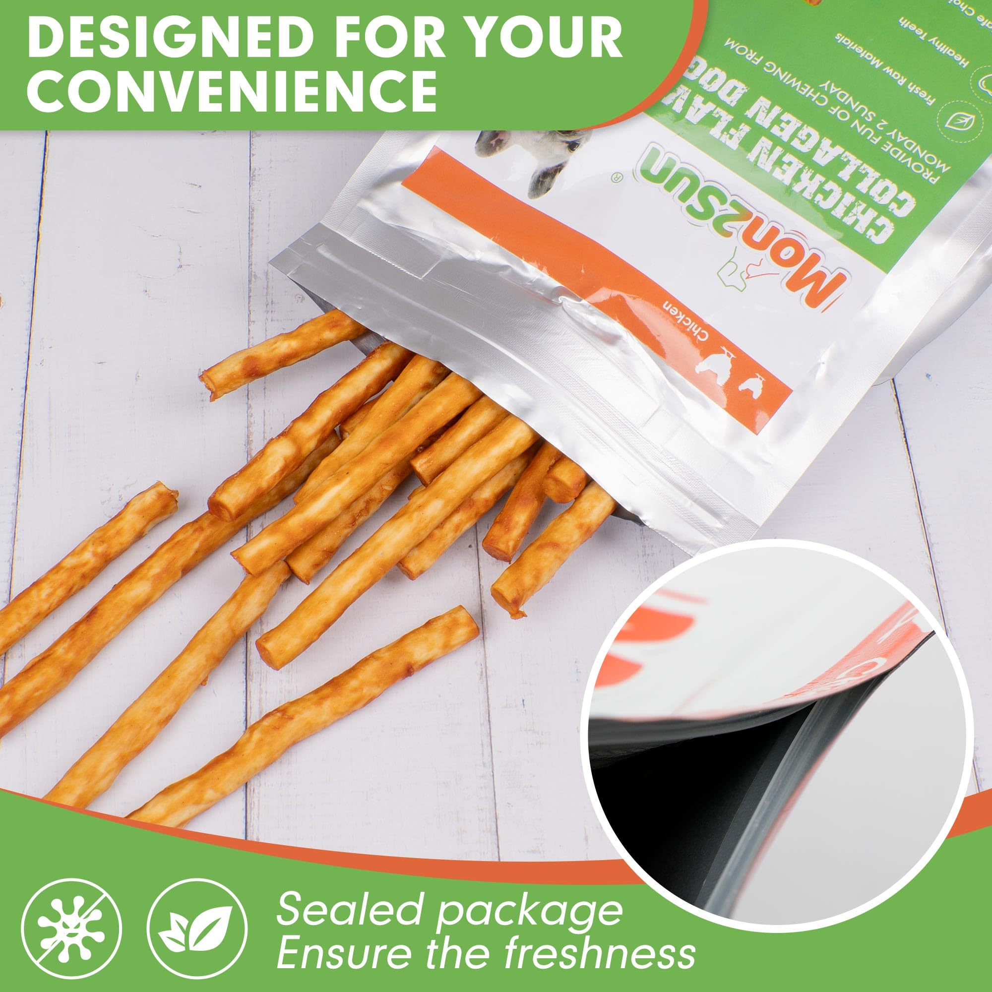 MON2SUN Chicken Collagen Sticks for Dogs, 5 Inch Teeth Cleaning Collagen Chews for Small Dogs (Chicken Flavored), Healthy Snacks