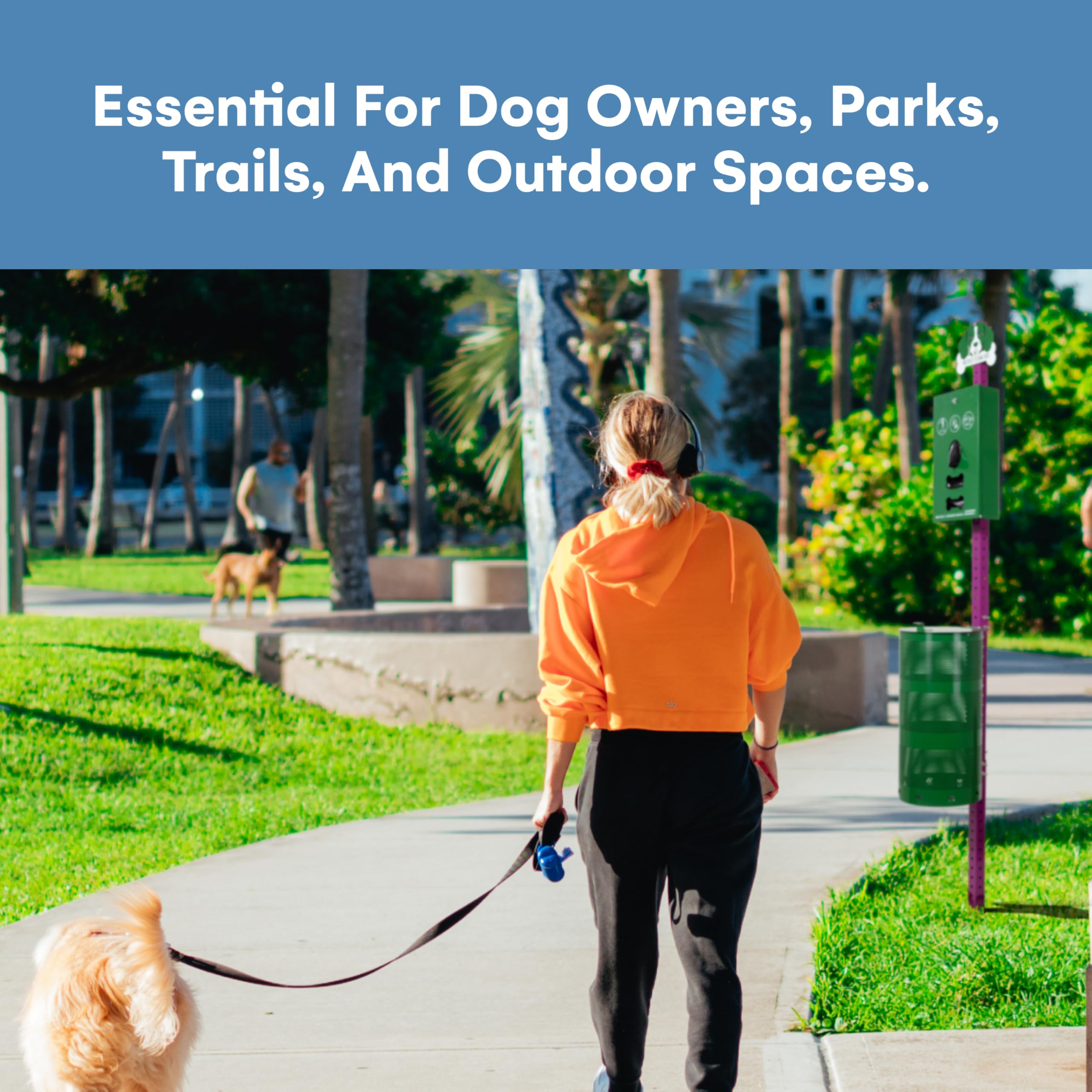 Flybold Dog Waste Station - Outdoor Dog Poop Trash Can With Poop Bag Dispenser - 400 Roll Bags, 200 Pull Bags, 50 Can Liners - P