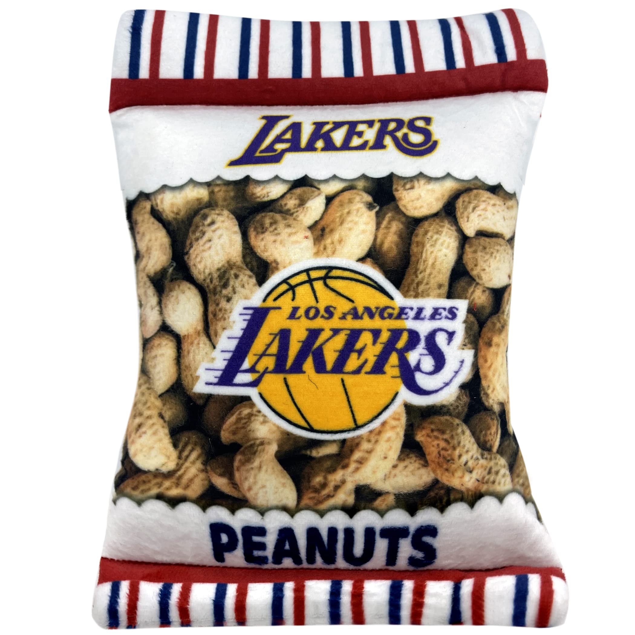 Pets First Nba Los Angeles Lakers Crinkle Fine Plush Dog & Cat Squeak Toy - Cutest Stadium Peanuts Snack Plush Toy For Dogs & Ca