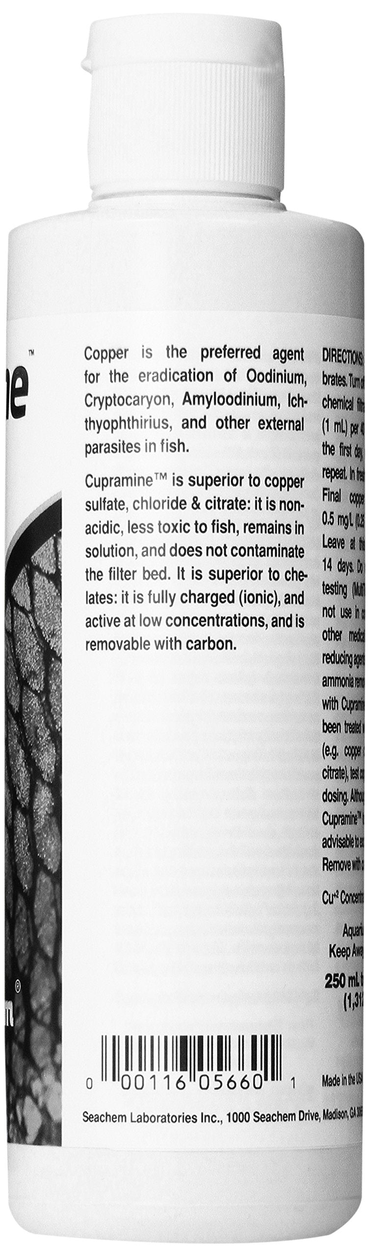 Seachem Cupramine Copper Treatment 250ml - Effective Blue Copper Solution for Aquariums