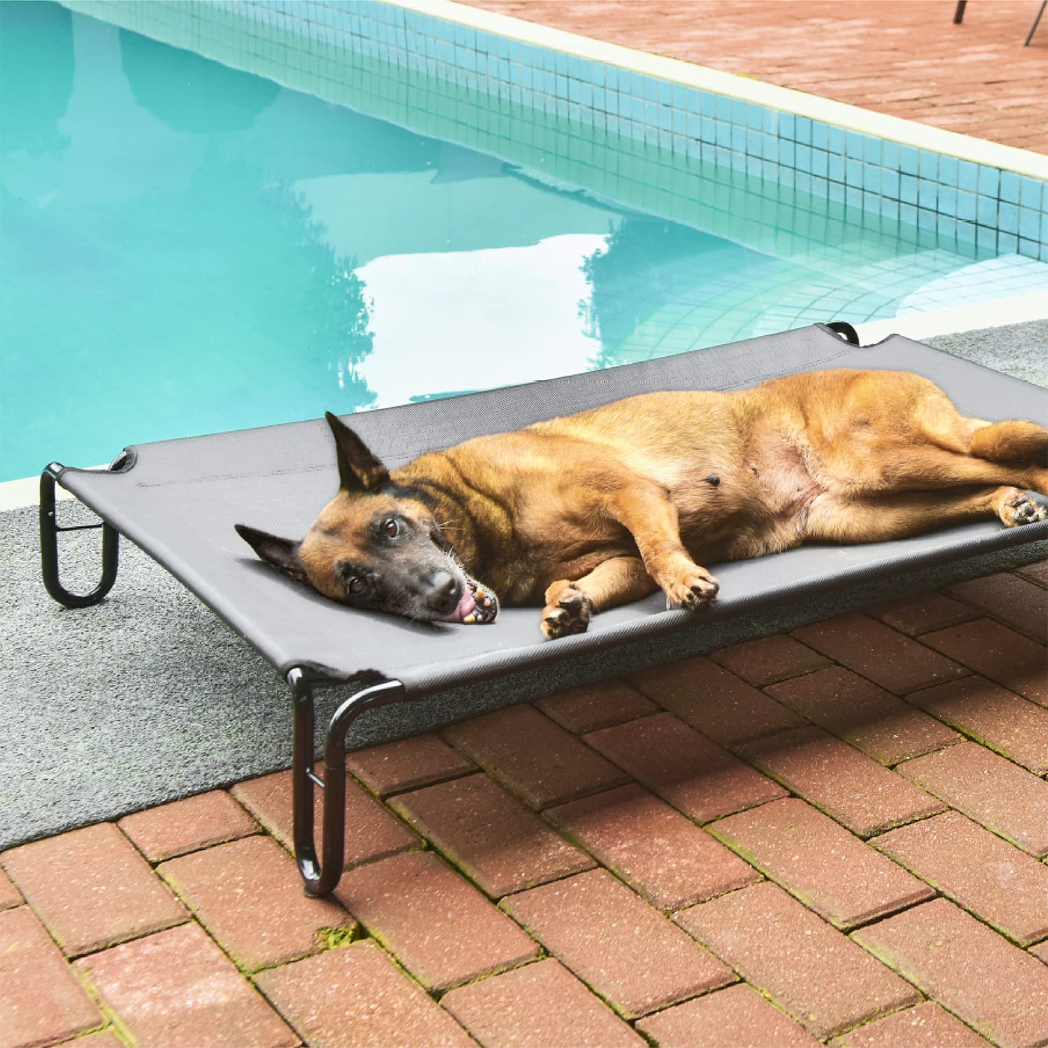Pettycare Elevated Outdoor Dog Bed - Raised Dog Bed For Large Dogs, Waterproof Dog Cot Bed Easy To Assemble, Cooling Elevated Do