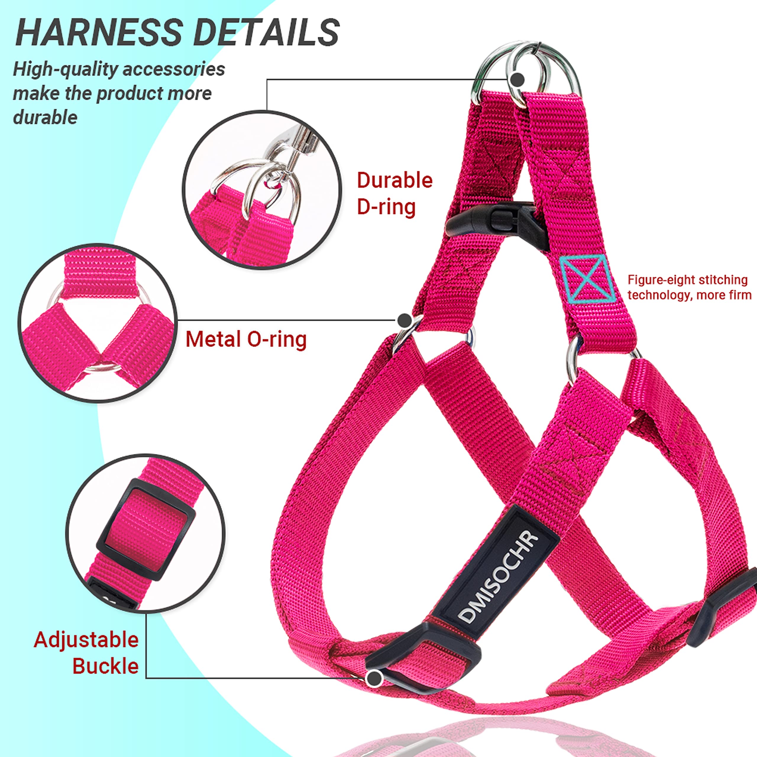 No Pull Dog Harness - Adjustable Step-In Harness & Leash Set For Small, Medium, Large Dogs - Escape Proof Soft Pet Harness For W