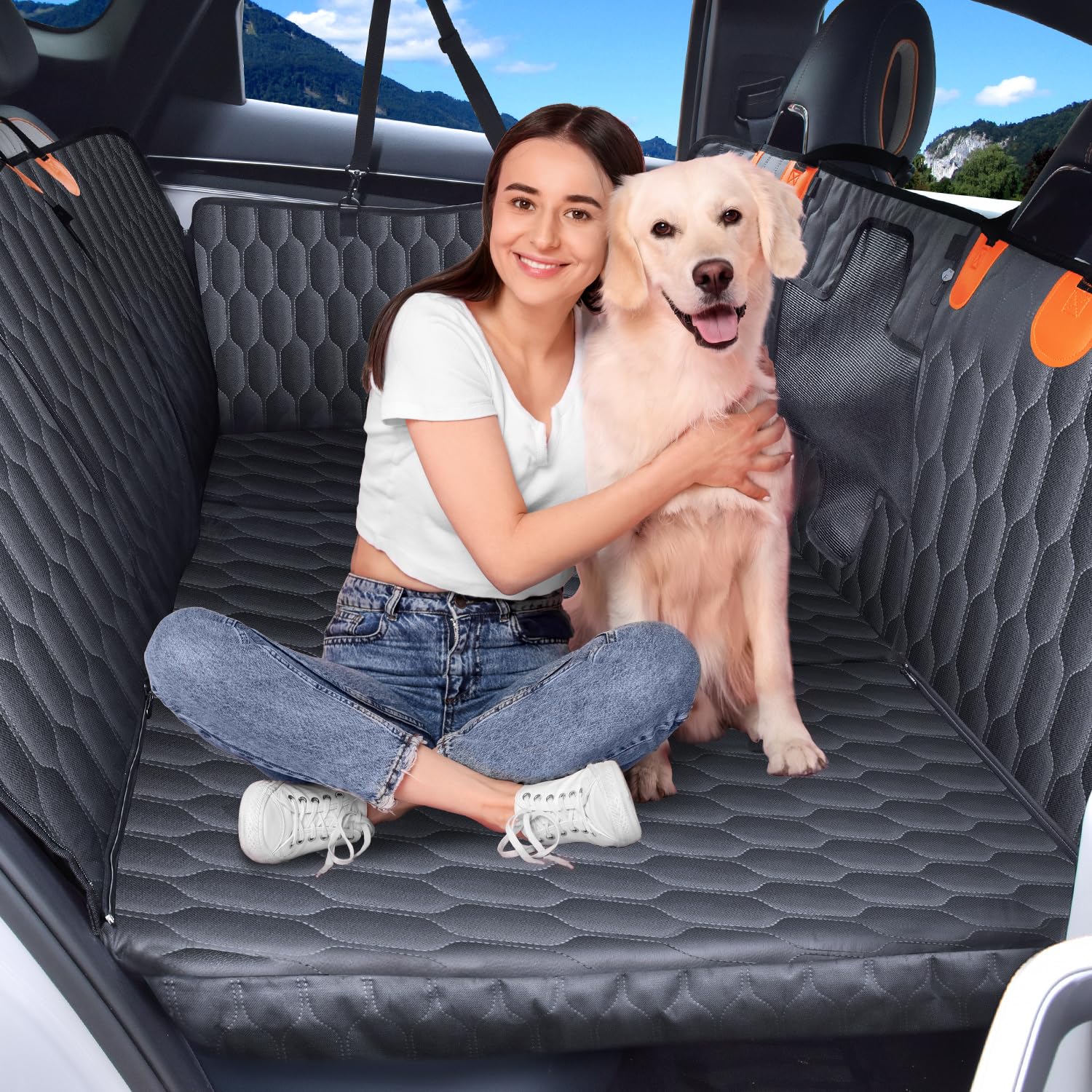Chumajor 3-in-1 Convertible Dog Car Seat Extender & Booster Seat - 400lb Capacity, Waterproof 600D Oxford with Hard Bottom, Scra