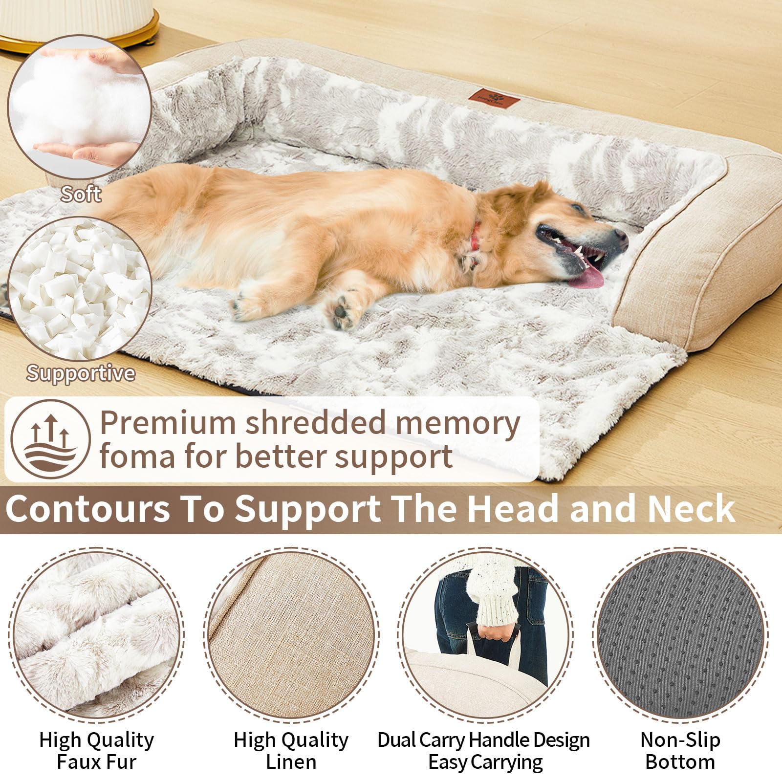 Hapyclaw Calming Dog Couch Bed Mat, 53X39 Inch Waterproof Fluffy Sofa Cover, Furniture Protector With Handle, Removable And Wash