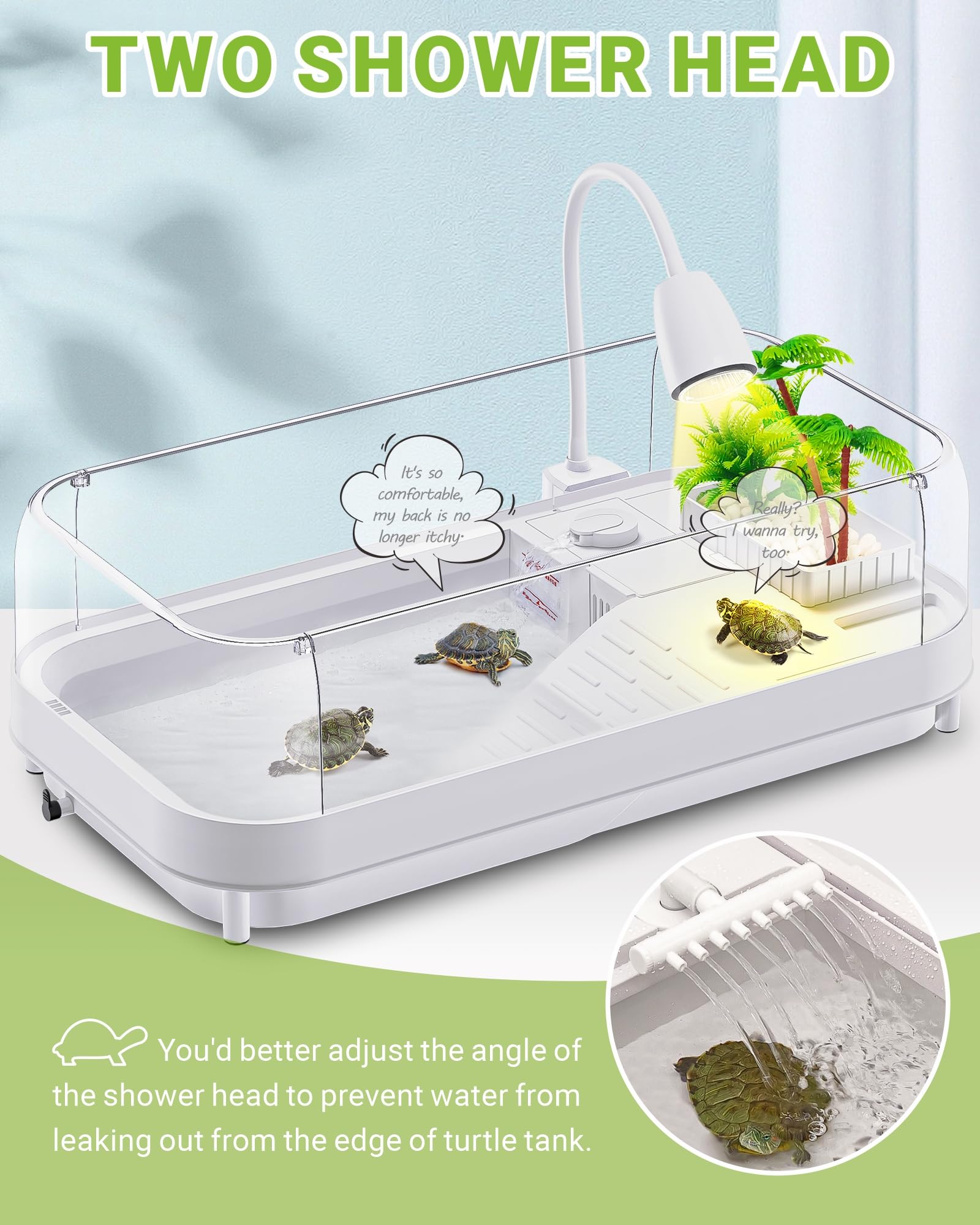 Moonorange Large Turtle Tank Kit - Acrylic Starter Kit With Curved Fences, Multi-Function Areas