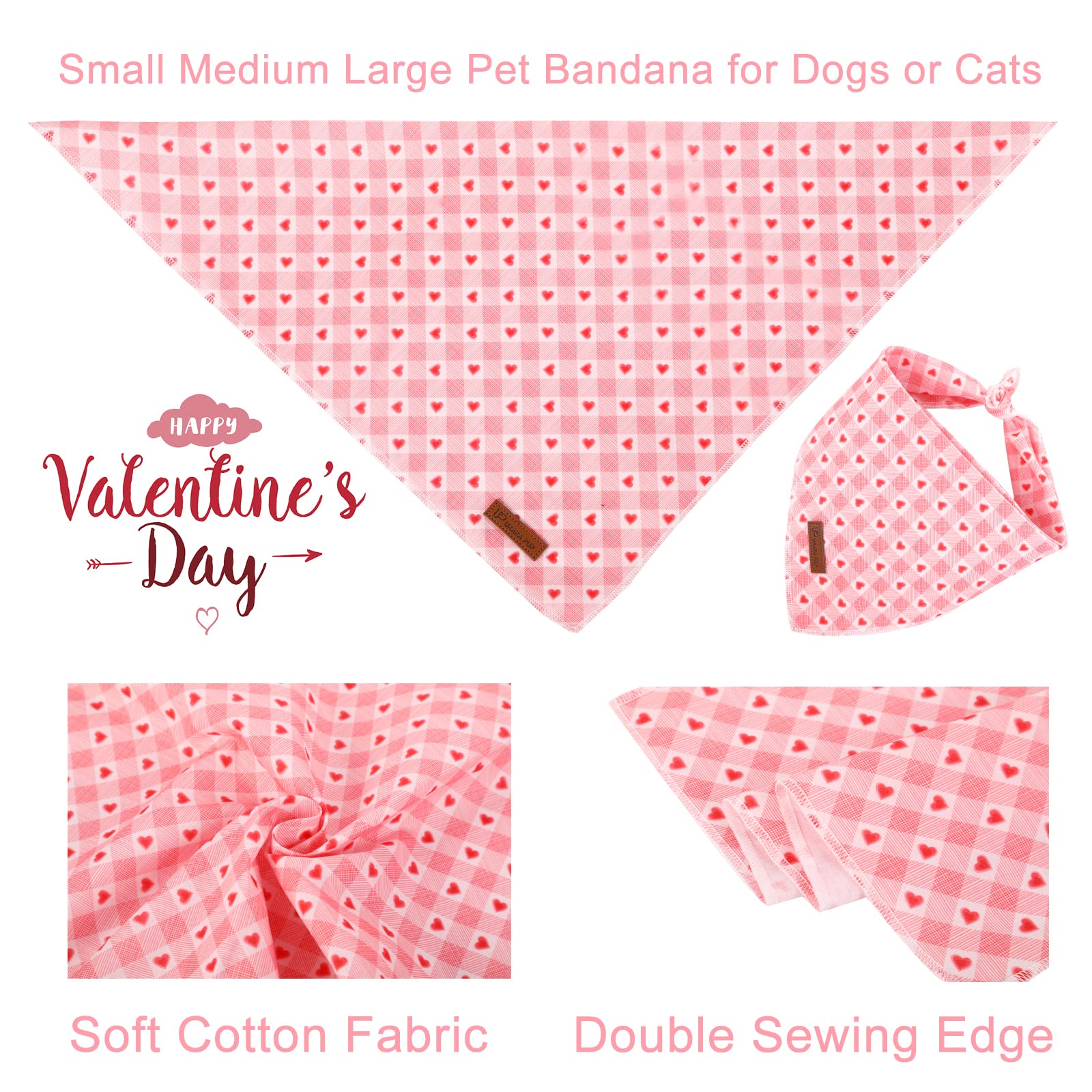 Up Urara Pup Valentine’S Day Dog Bandana, Valentine Triangle Bid Scarf For Girl Boy Medium Large Dogs, Adorable Puppy Wedding & Valentine’S Day Bandana, Cute Soft Cotton Pet Kerchief