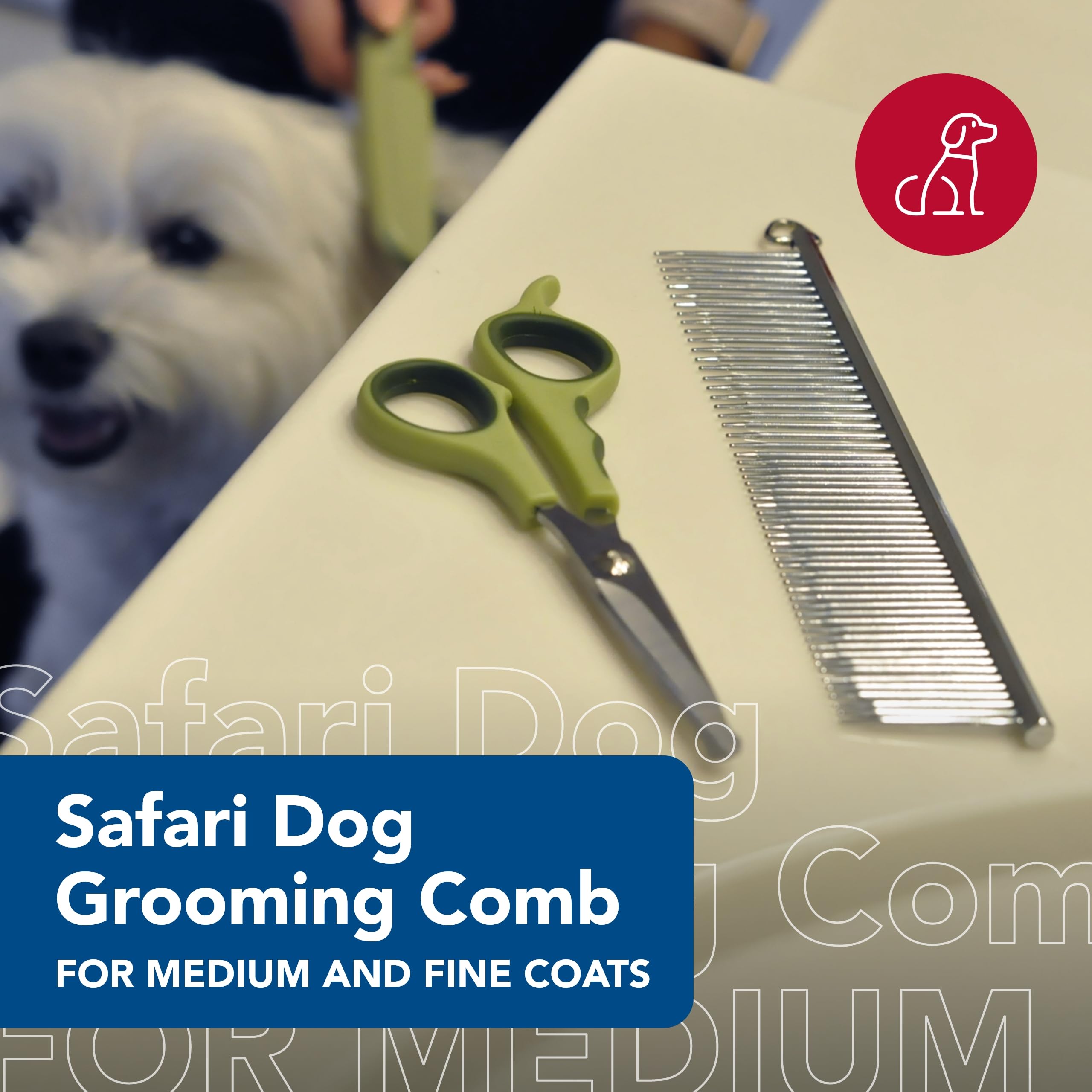 Coastal Pet Safari Dog Grooming Comb For Medium And Coarse Coats - Extra-Long Rotating Teeth - Undercoat Rake For Coarse Coats - 7 1/4'