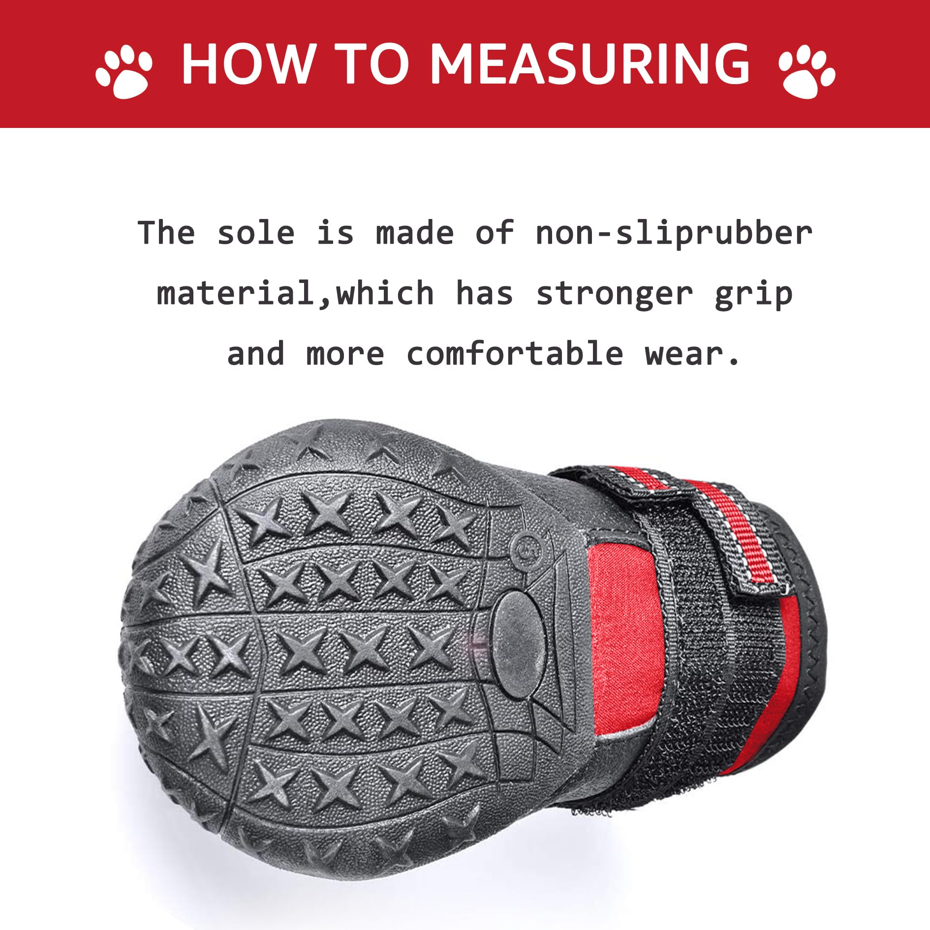 Xsy&G Dog Boots,Waterproof Dog Shoes,Dog Booties With Reflective Strips Rugged Anti-Slip Sole And Skid-Proof,Outdoor Dog Shoes For Medium Large Dogs 4Pcs Red-Size 8