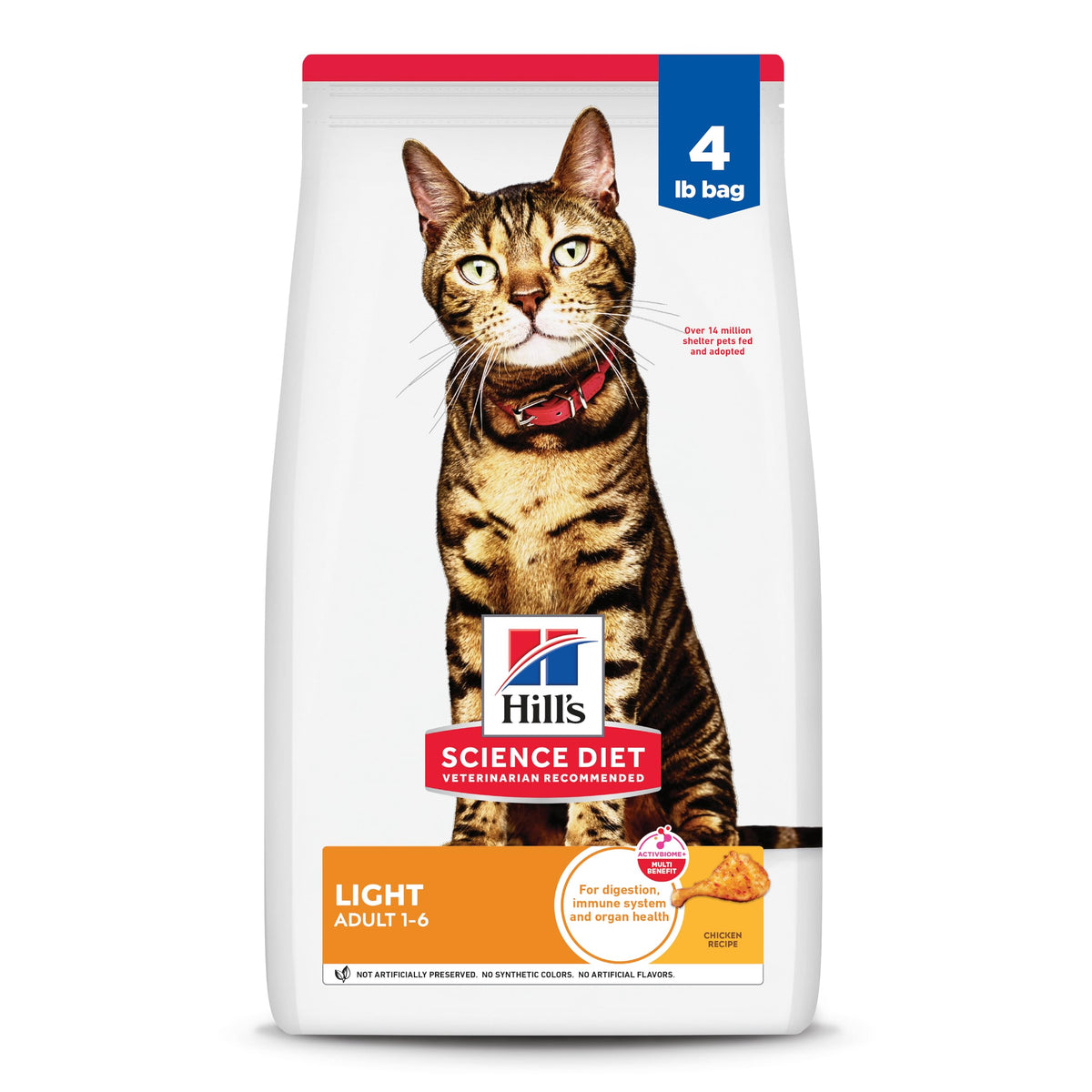 Hill'S Science Diet Light, Adult 1-6, Weight Management Support, Dry Cat Food, Chicken Recipe, 4 Lb Bag