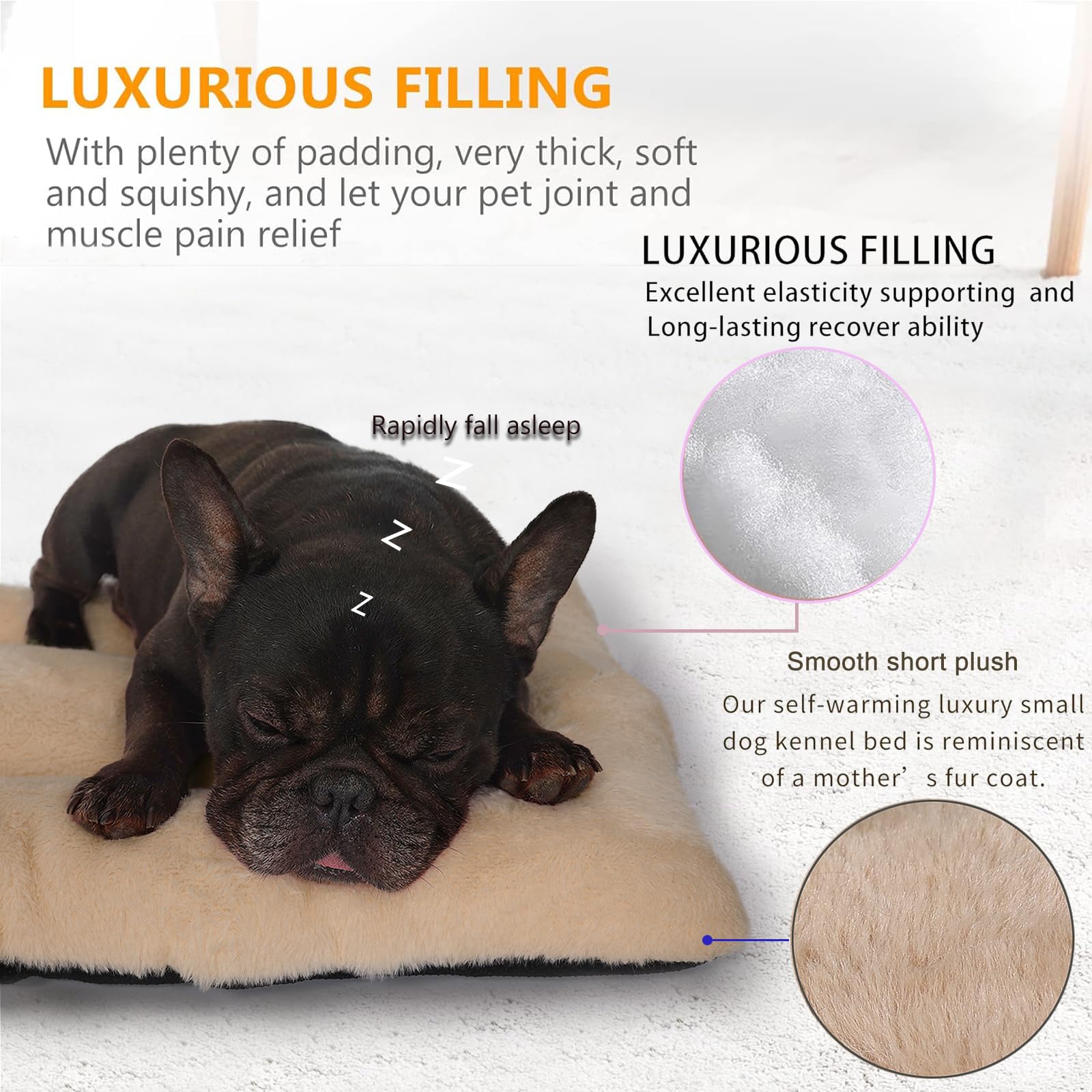 24 Inch Dog Bed For Small Dogs Fit Metal Crates Or Cages, Ultra Soft 18X24 Washable Anti-Slip Comfy Fluffy Pet Kennel Mat For Pu