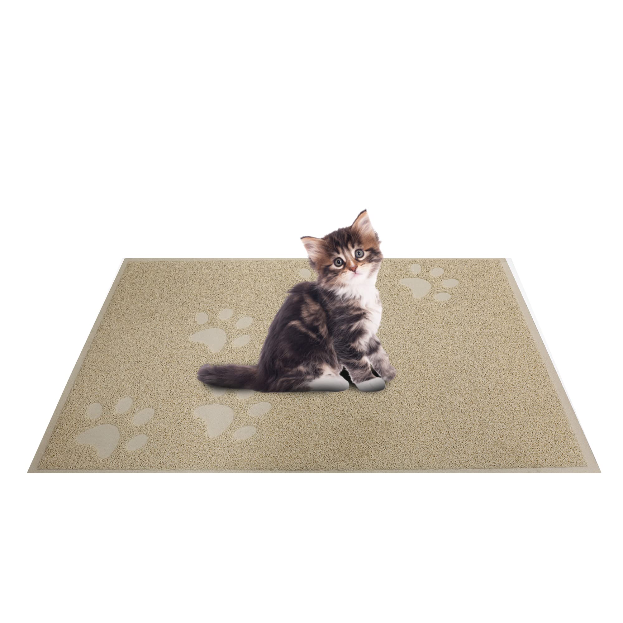 Andalus Small Cat Litter Mat, Pack Of 1 - Waterproof, Non-Slip & Easy To Clean Cat Litter Box Mat For Extra Efficient Pet Litter-Trapping, Beige (15.75” X 11.75”)