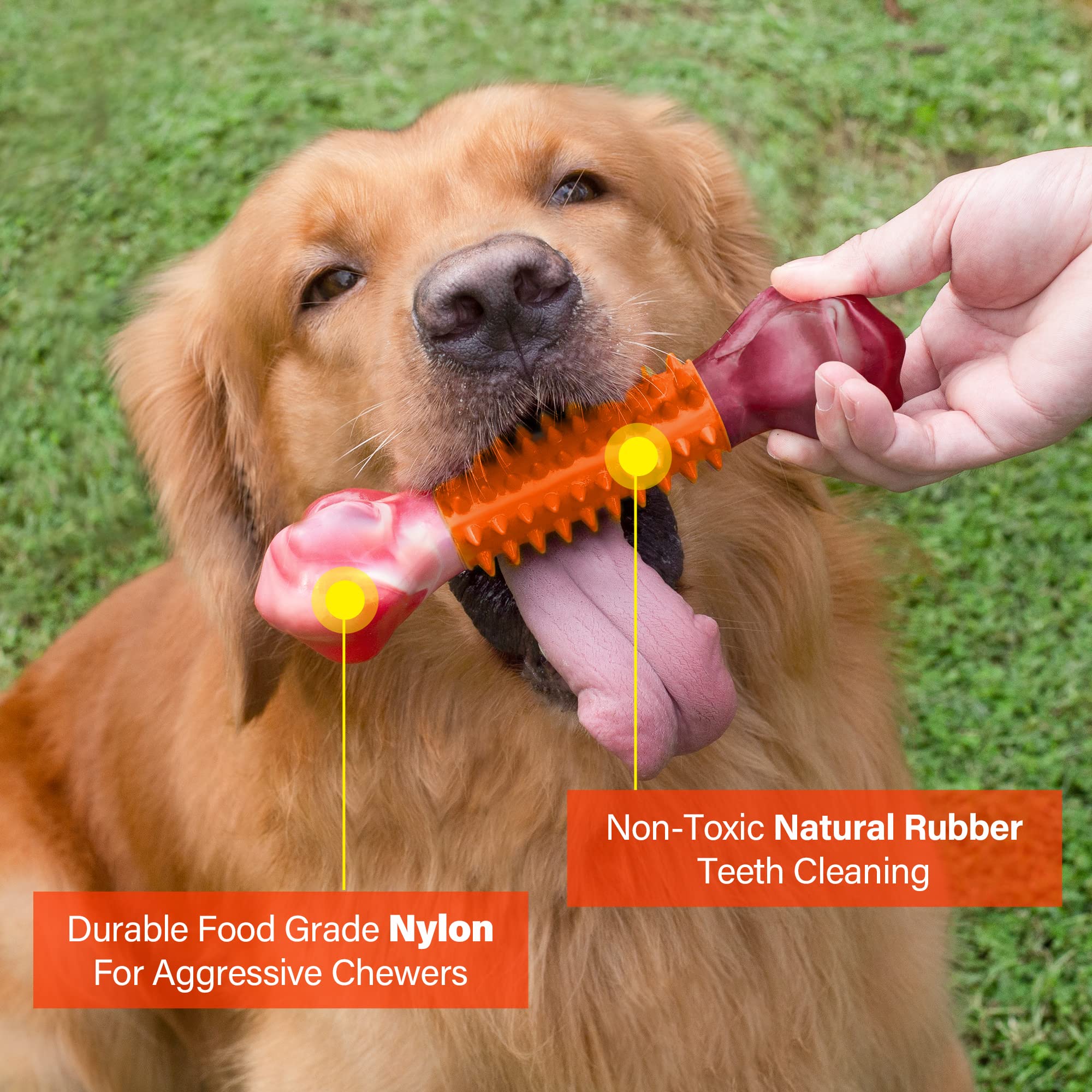 Apasiri Dog Toys For Aggressive Chewers Large Breed 2-Pack: Heavy Duty Chew Toys For Medium Dogs Indestructible Orange Dog Gift