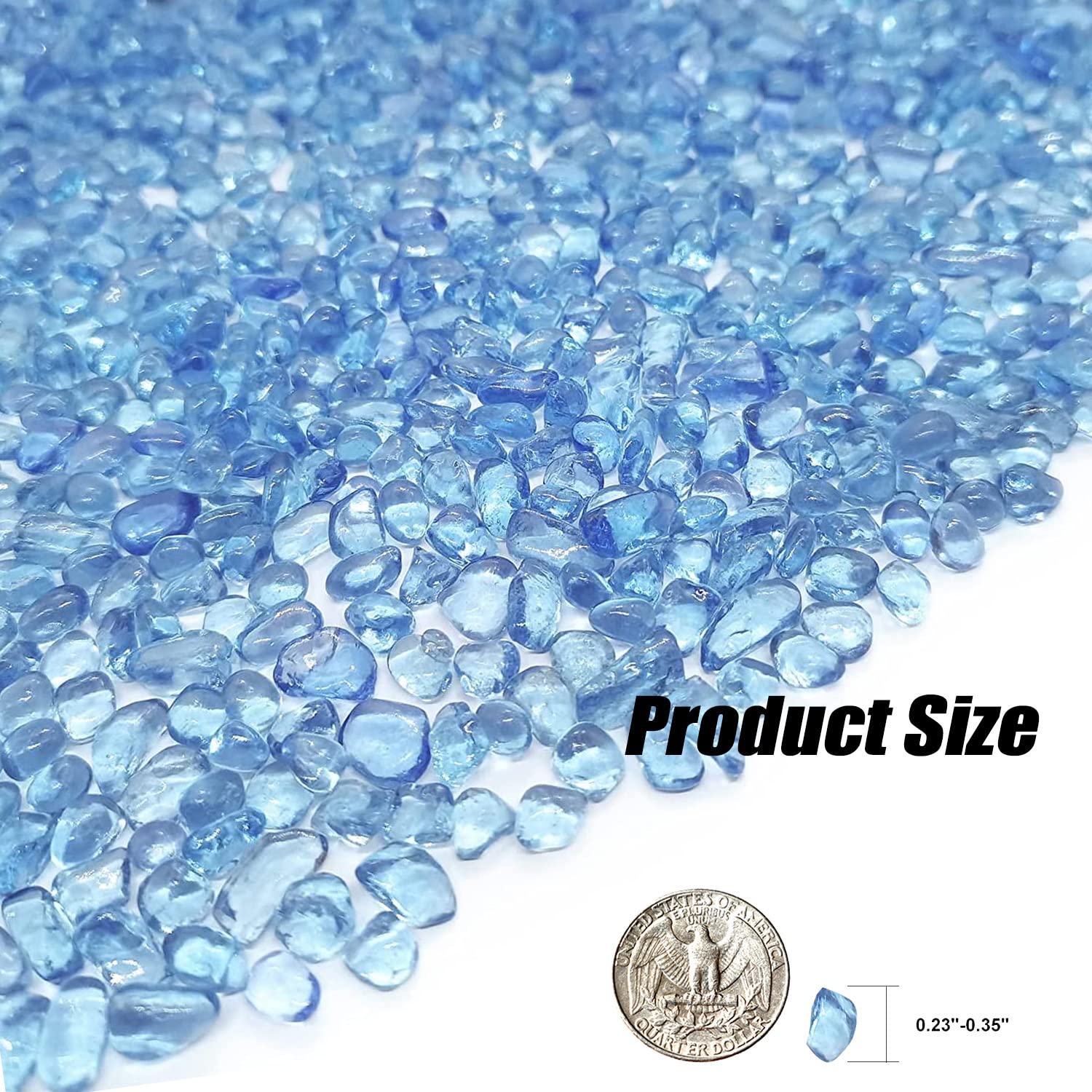 Keedolla Aquarium Sea Glass Stones, 0.93LB Clear Glass Pebbles Marble Aquarium Fish Tank Rocks Gravel for Turtle Tank, Vase Fill