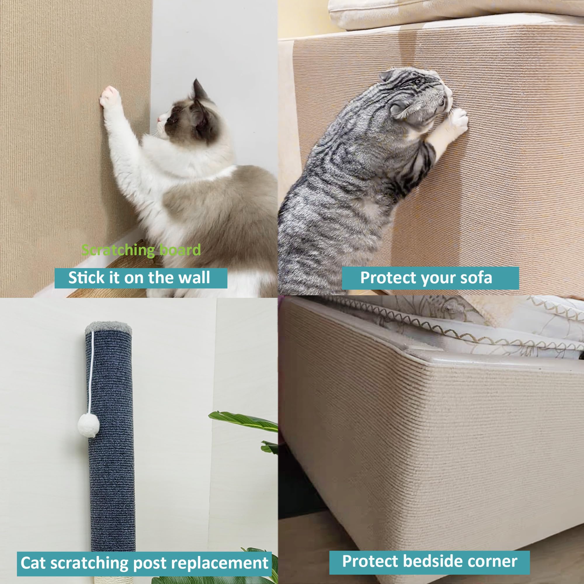 Cat Scratch Furniture Protector,78.7X15.8 Asisumption Cat Scratching Mat Self-Adhesive,Cat Carpet Remnants,Replacement Parts