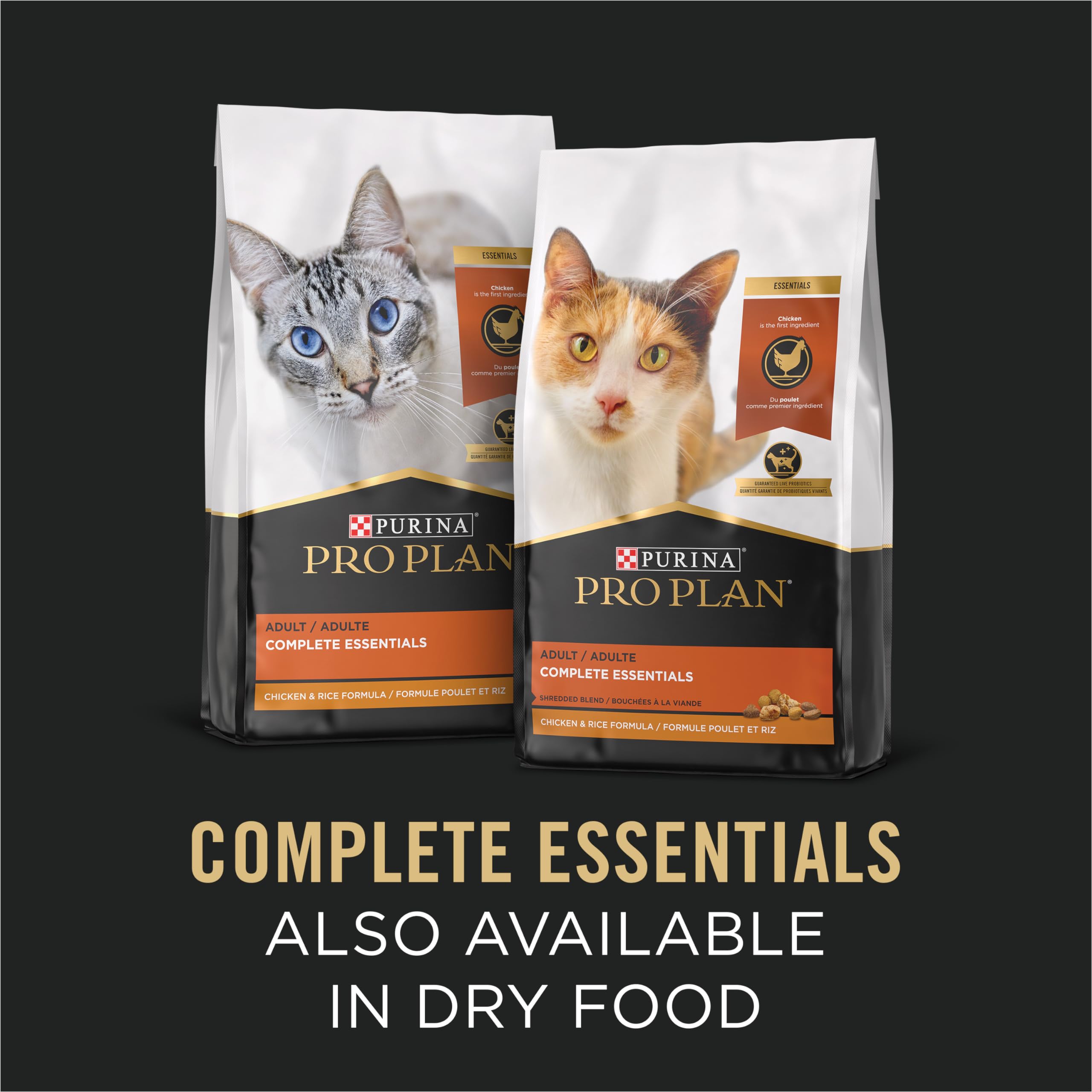 Purina Pro Plan Gravy, High Protein Wet Cat Food Variety Pack, Complete Essentials Chicken and Turkey Favorites - (2 Packs of 12