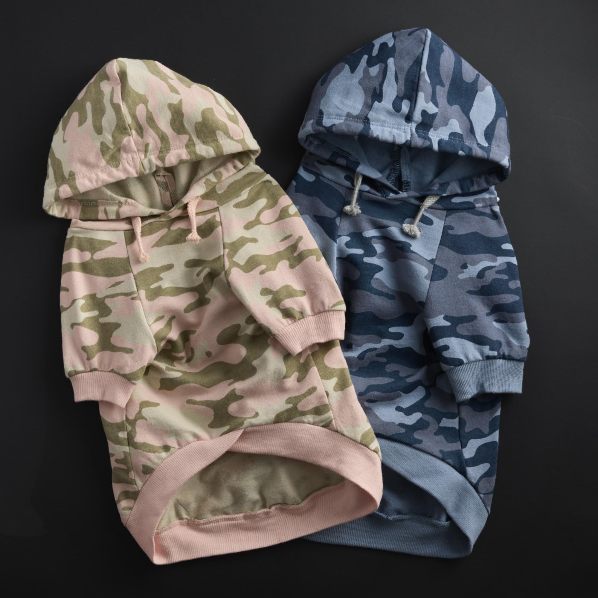 Pet Passion 100% Organic Cotton Dog Hoodie Pet Coat for Small, Medium and Large Dogs, Camo-Navy, Large