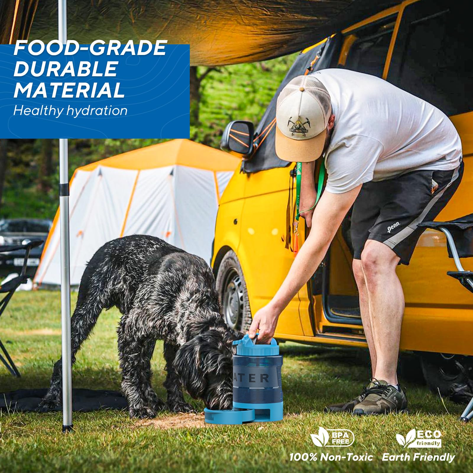 Dog Water Bowl Dispenser 77Oz, Large Pet Dog Water Bottle Portable With Pull-Out Travel Water Bowl For Dogs, Portable Water Bowl For Dogs On The Go, Camping Essentials Hiking Traveling Accessories